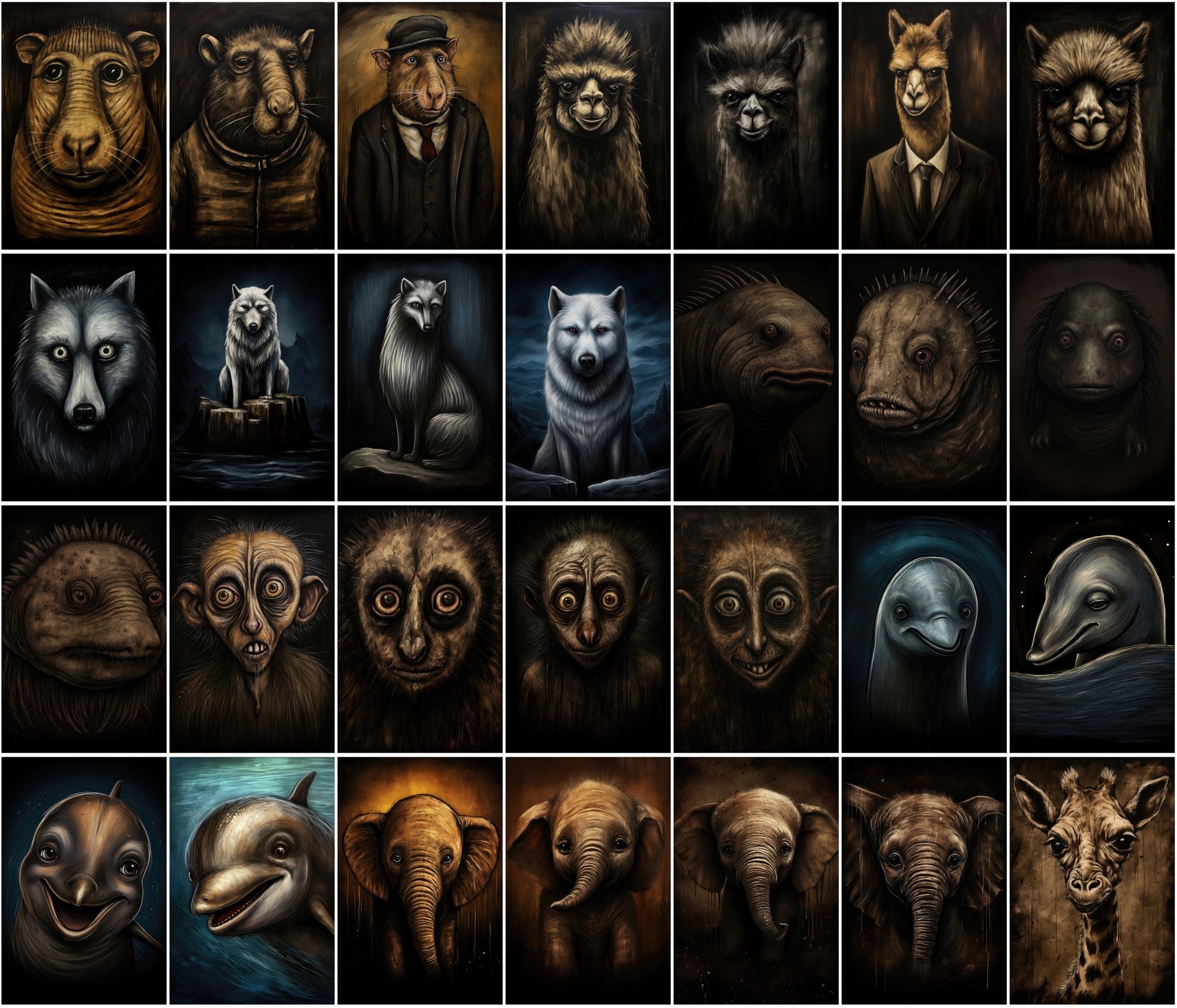 535 Unique Dark Animal Illustrations with Commercial License Digital Download Sumobundle