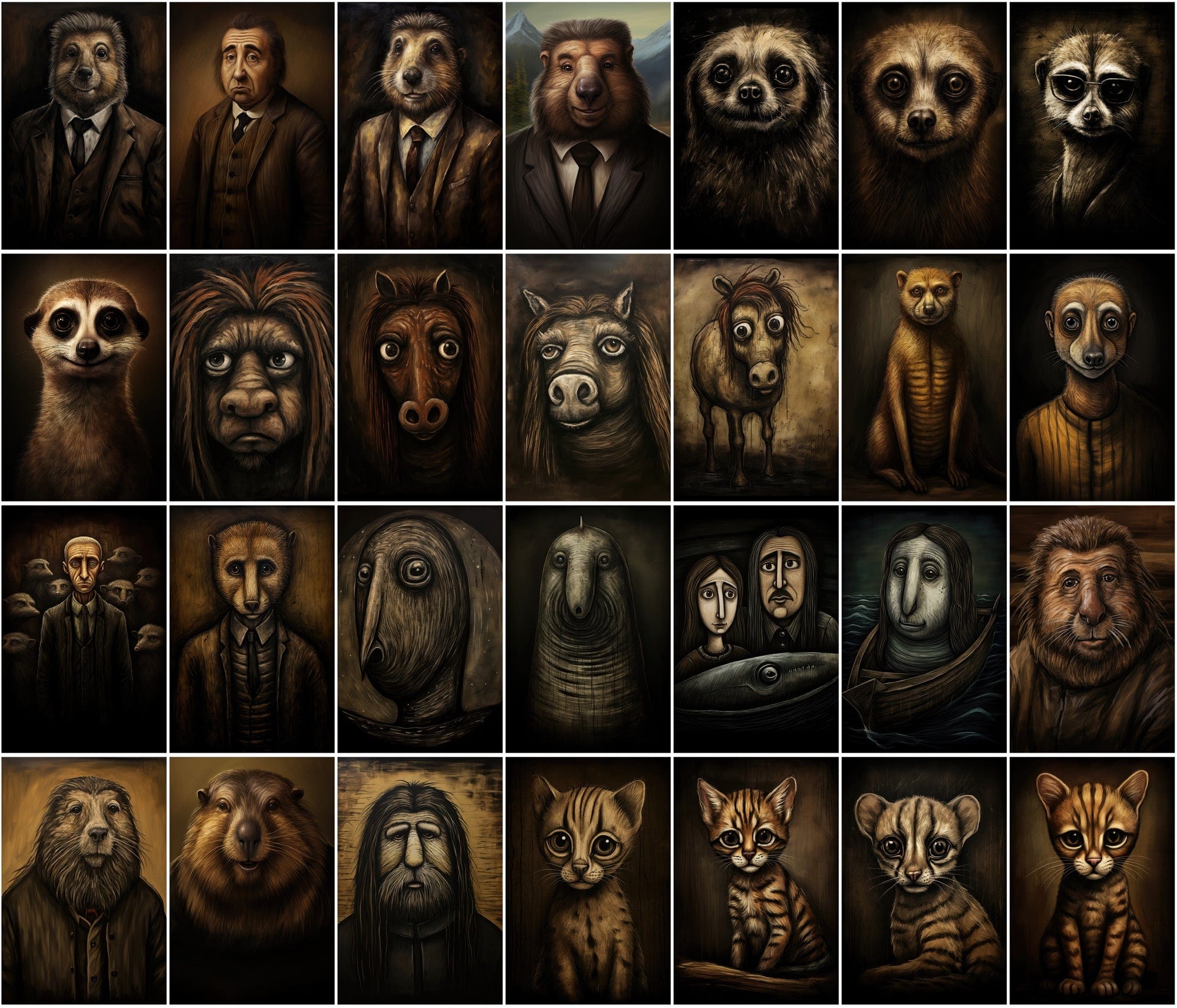 535 Unique Dark Animal Illustrations with Commercial License Digital Download Sumobundle