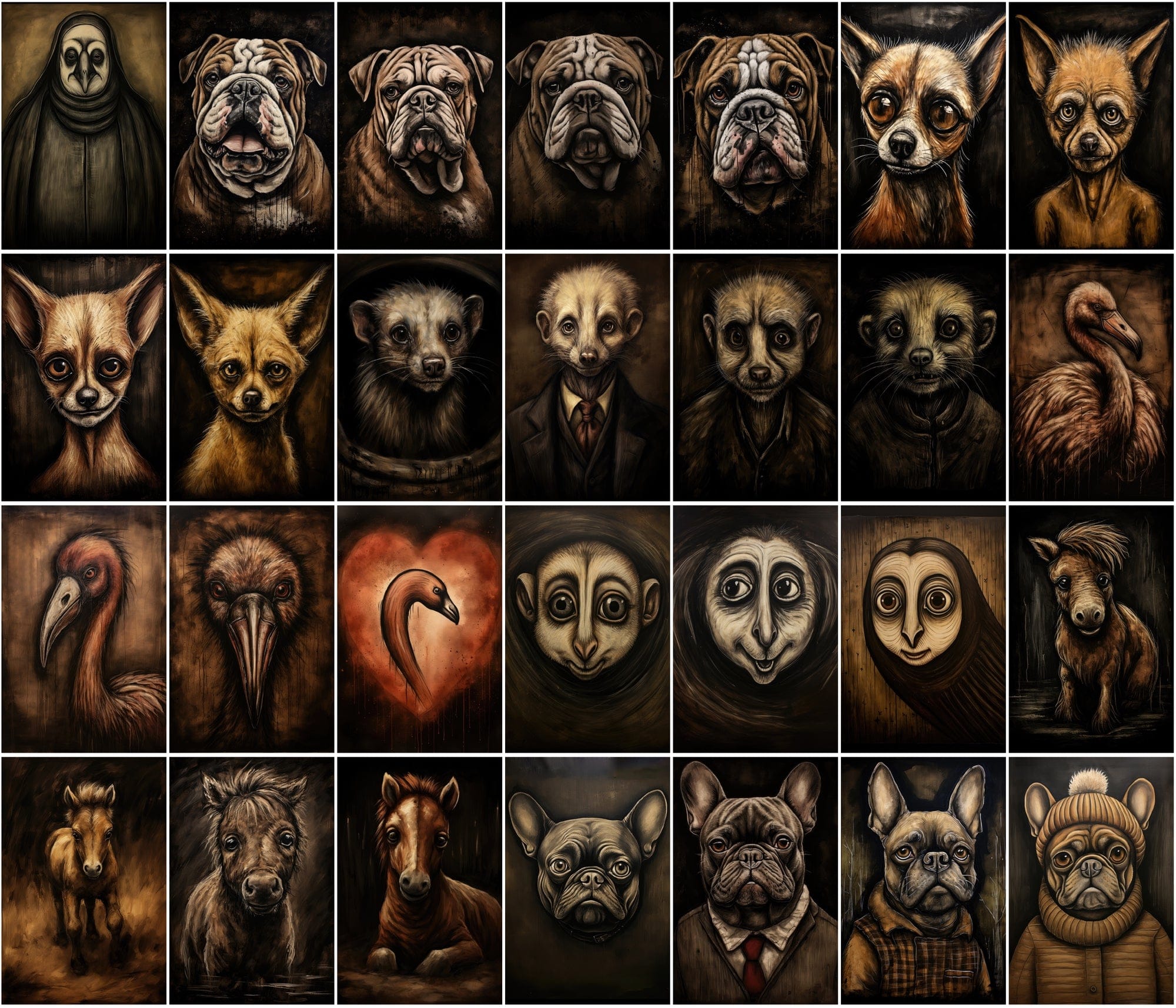 535 Unique Dark Animal Illustrations with Commercial License Digital Download Sumobundle
