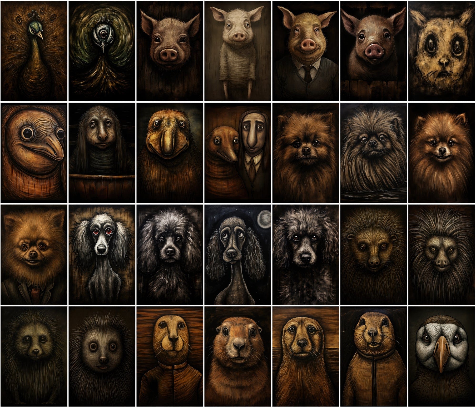535 Unique Dark Animal Illustrations with Commercial License Digital Download Sumobundle