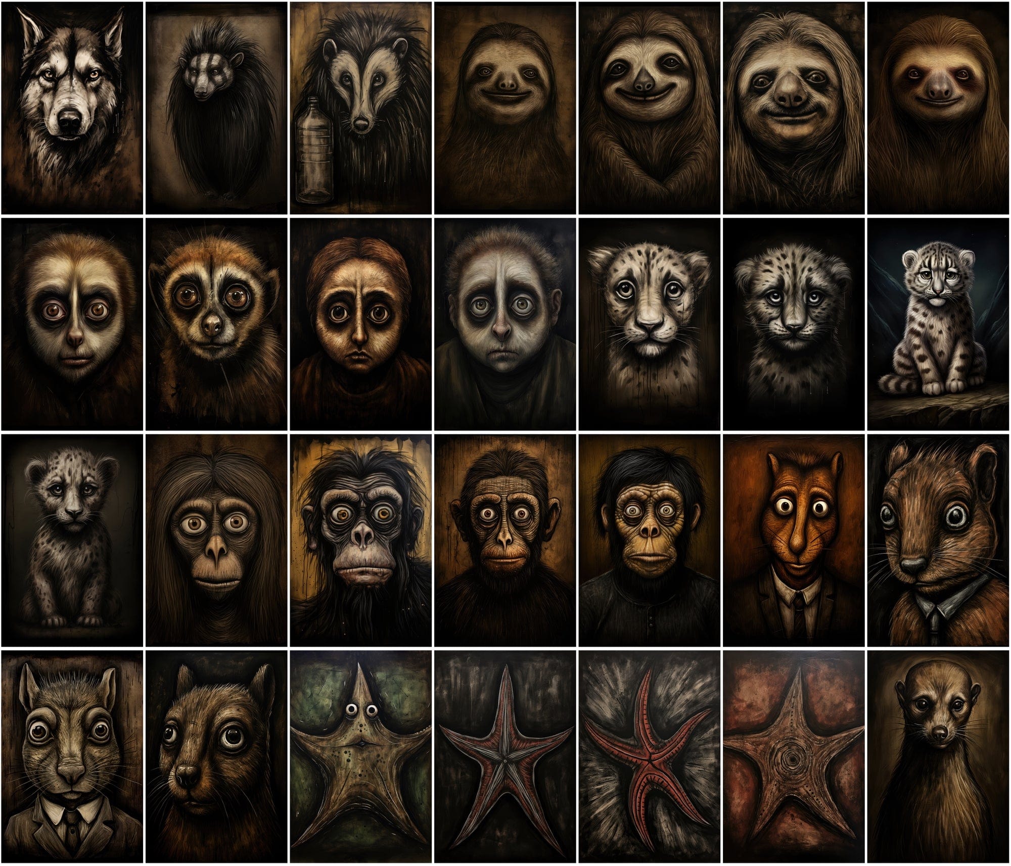 535 Unique Dark Animal Illustrations with Commercial License Digital Download Sumobundle
