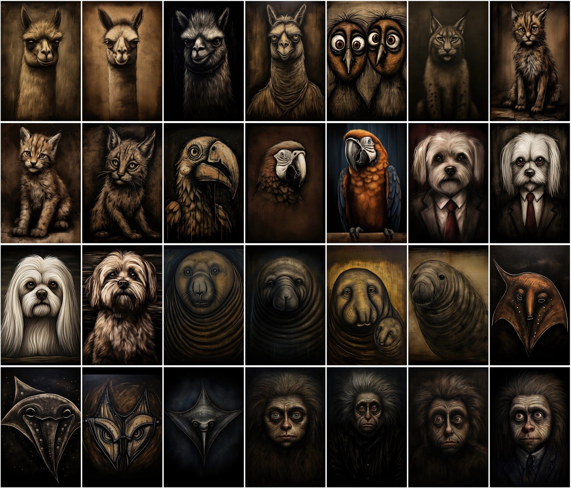535 Unique Dark Animal Illustrations with Commercial License Digital Download Sumobundle