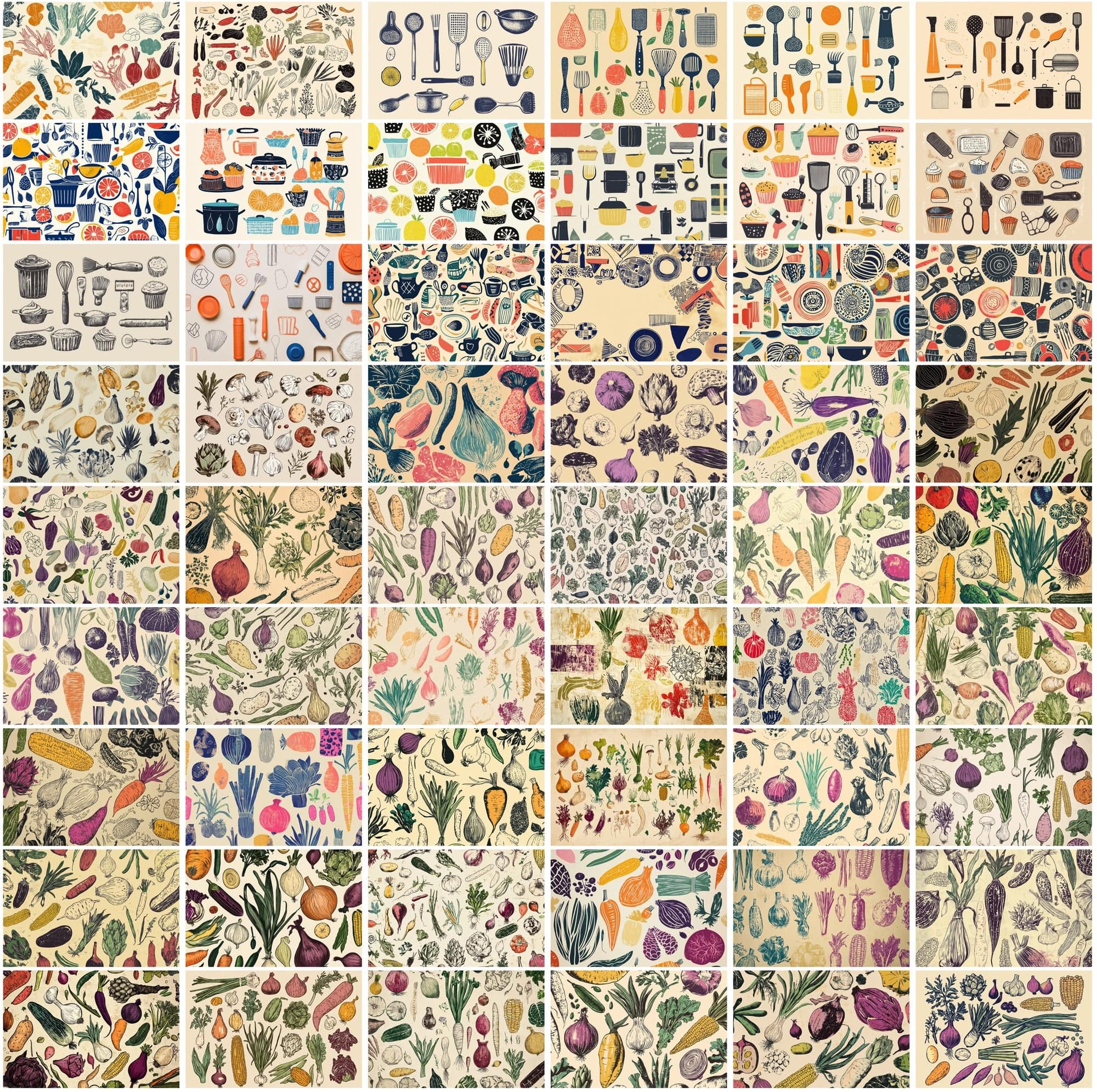 540 Vibrant Collage Backgrounds: Fruits, Veggies, Kitchenware & More | Commercial License Digital Download Sumobundle