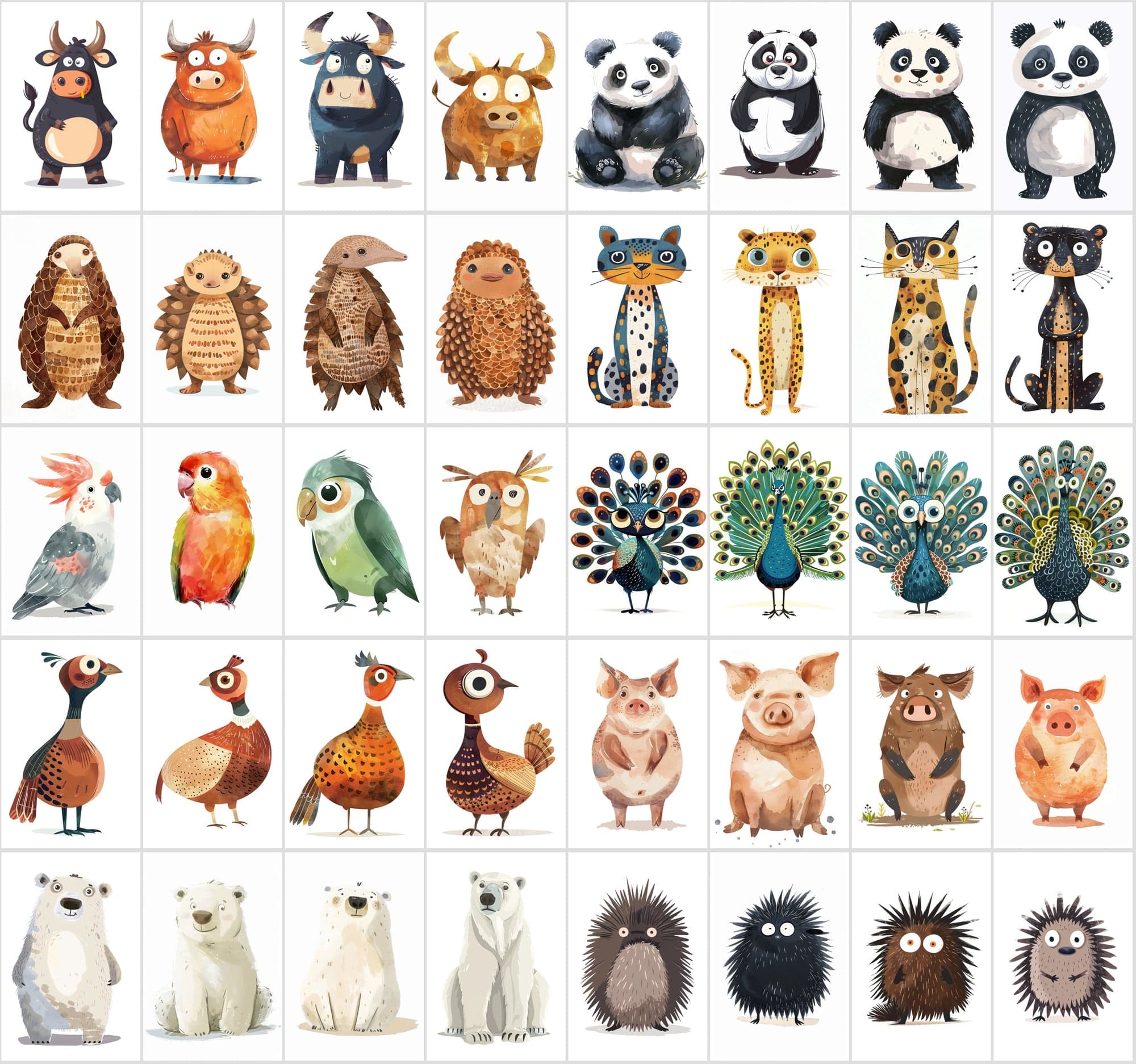 550 High-Resolution Funny Animal Illustrations - Vivid, Whimsical Art with Commercial Rights Digital Download Sumobundle