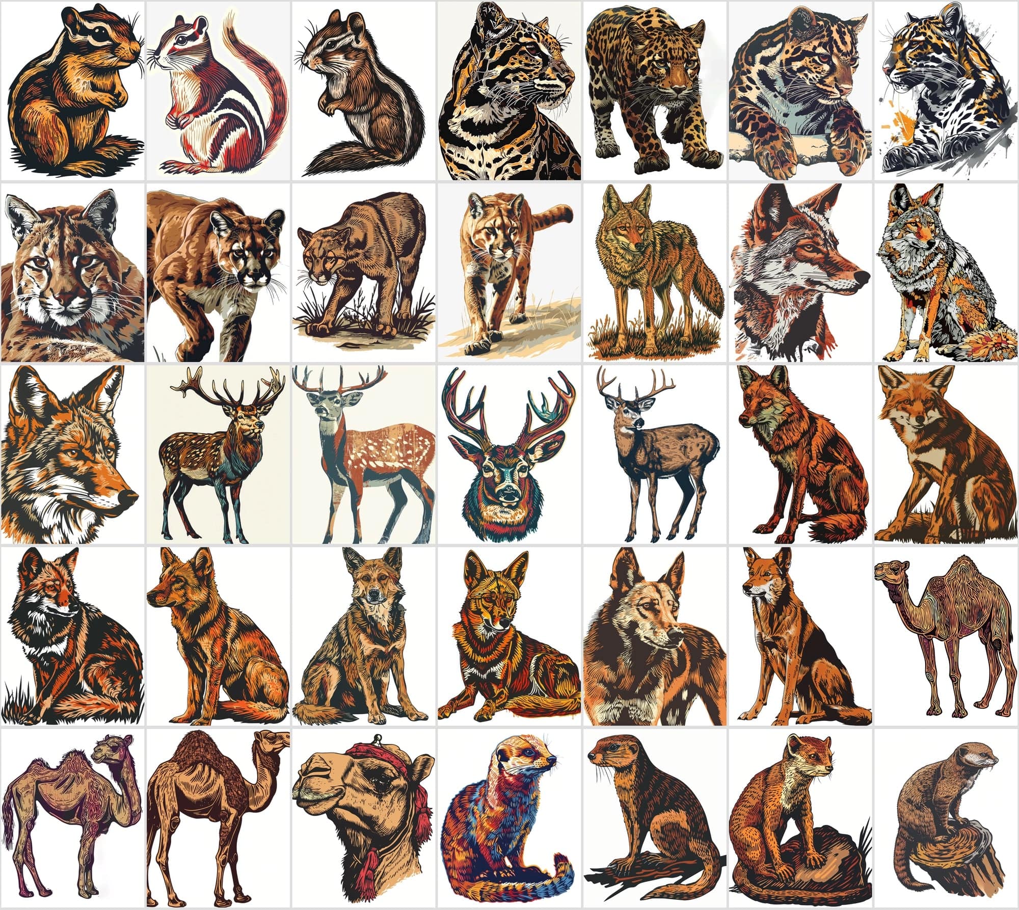 550 Linocut Animal Images - Digital Download with Commercial License Digital Download Sumobundle