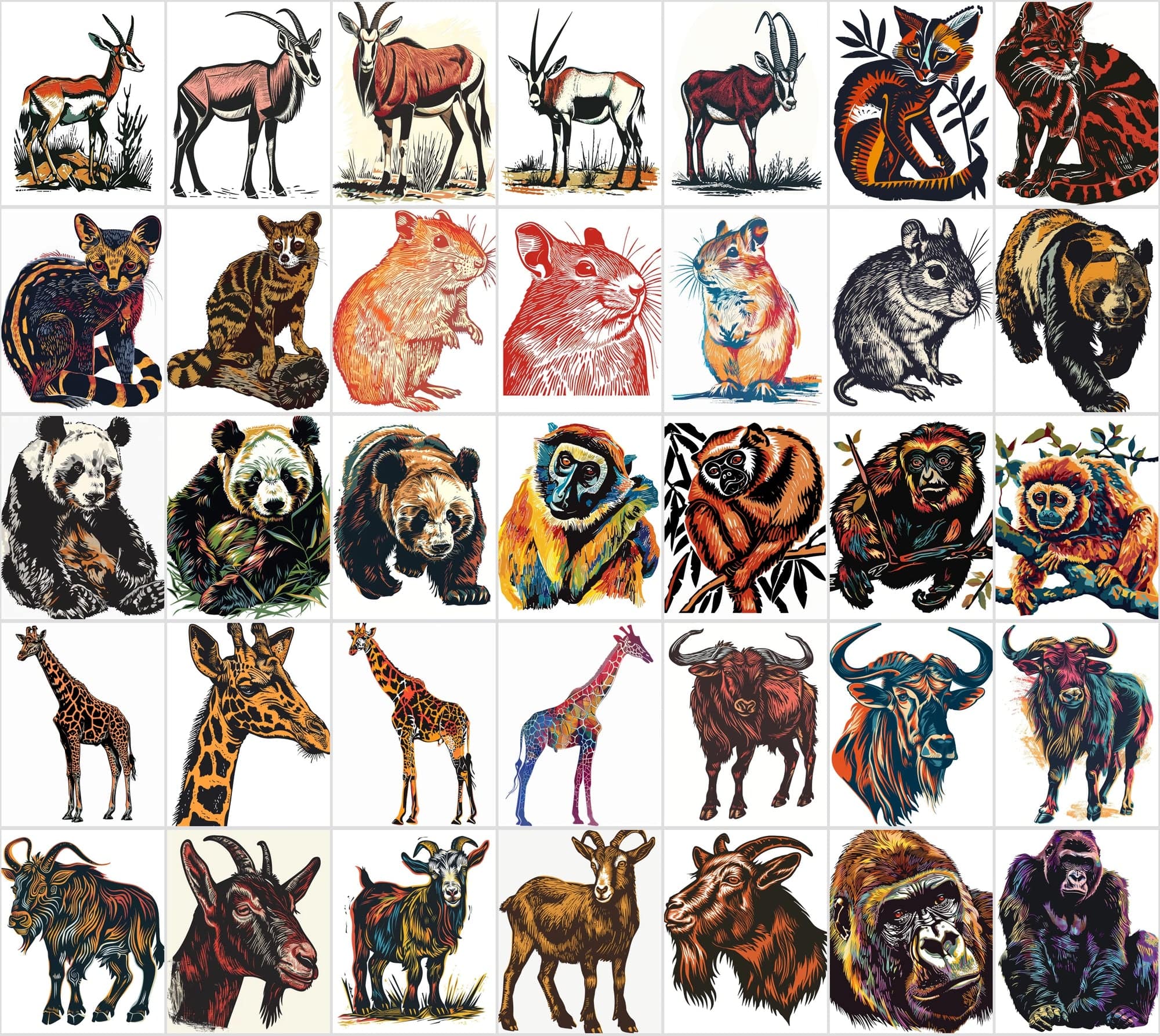 550 Linocut Animal Images - Digital Download with Commercial License Digital Download Sumobundle