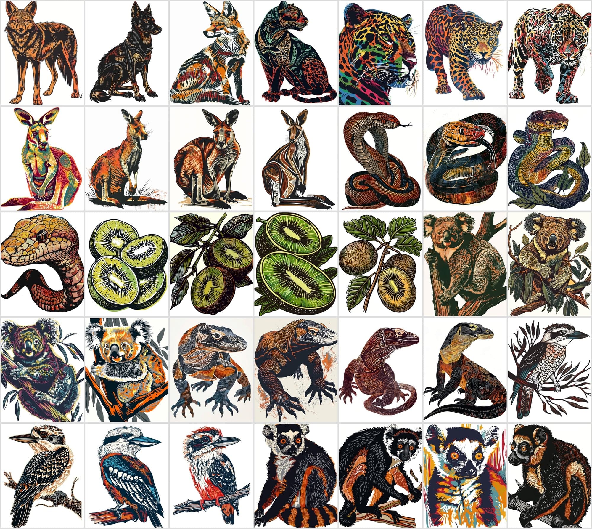 550 Linocut Animal Images - Digital Download with Commercial License Digital Download Sumobundle