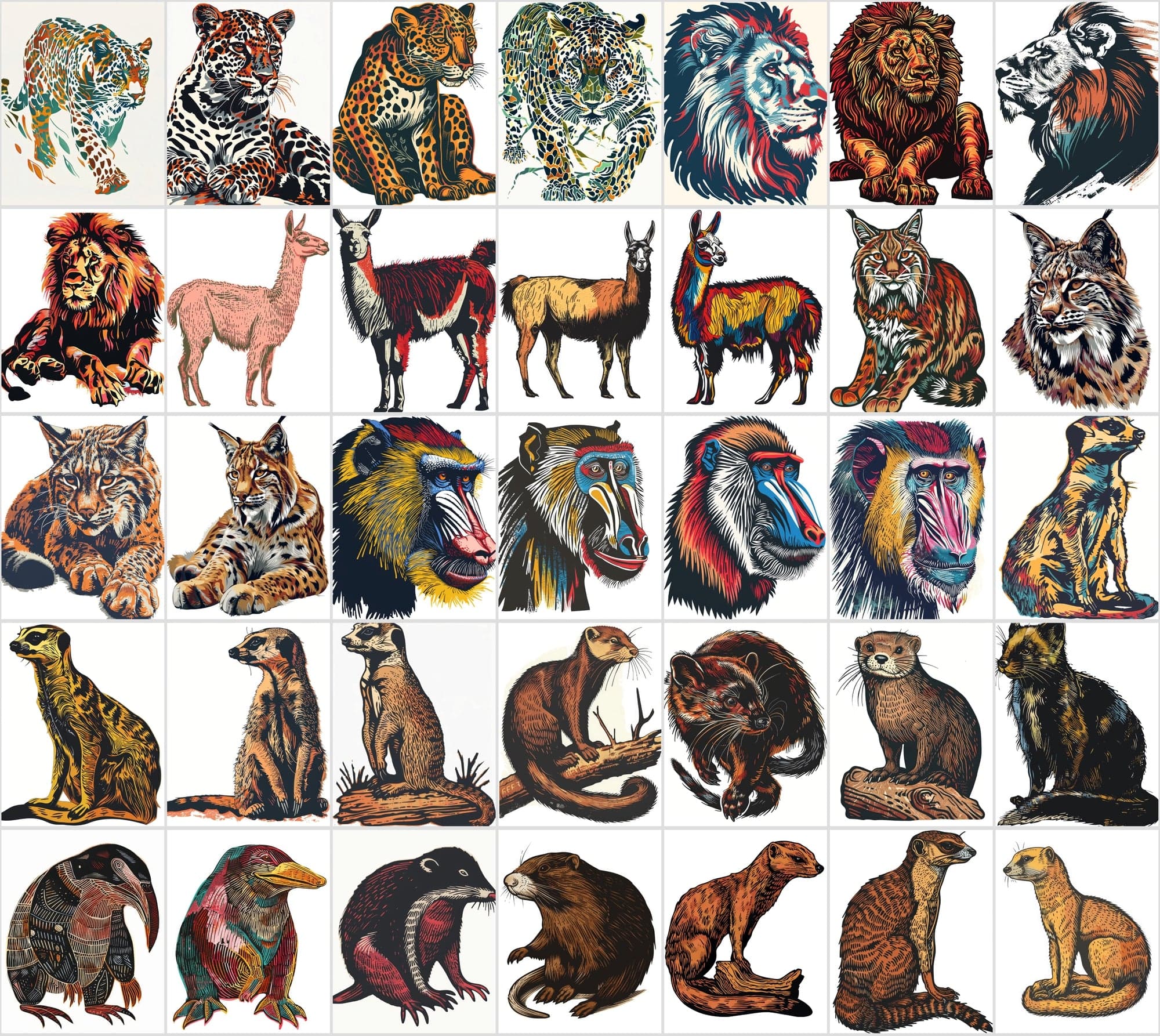 550 Linocut Animal Images - Digital Download with Commercial License Digital Download Sumobundle