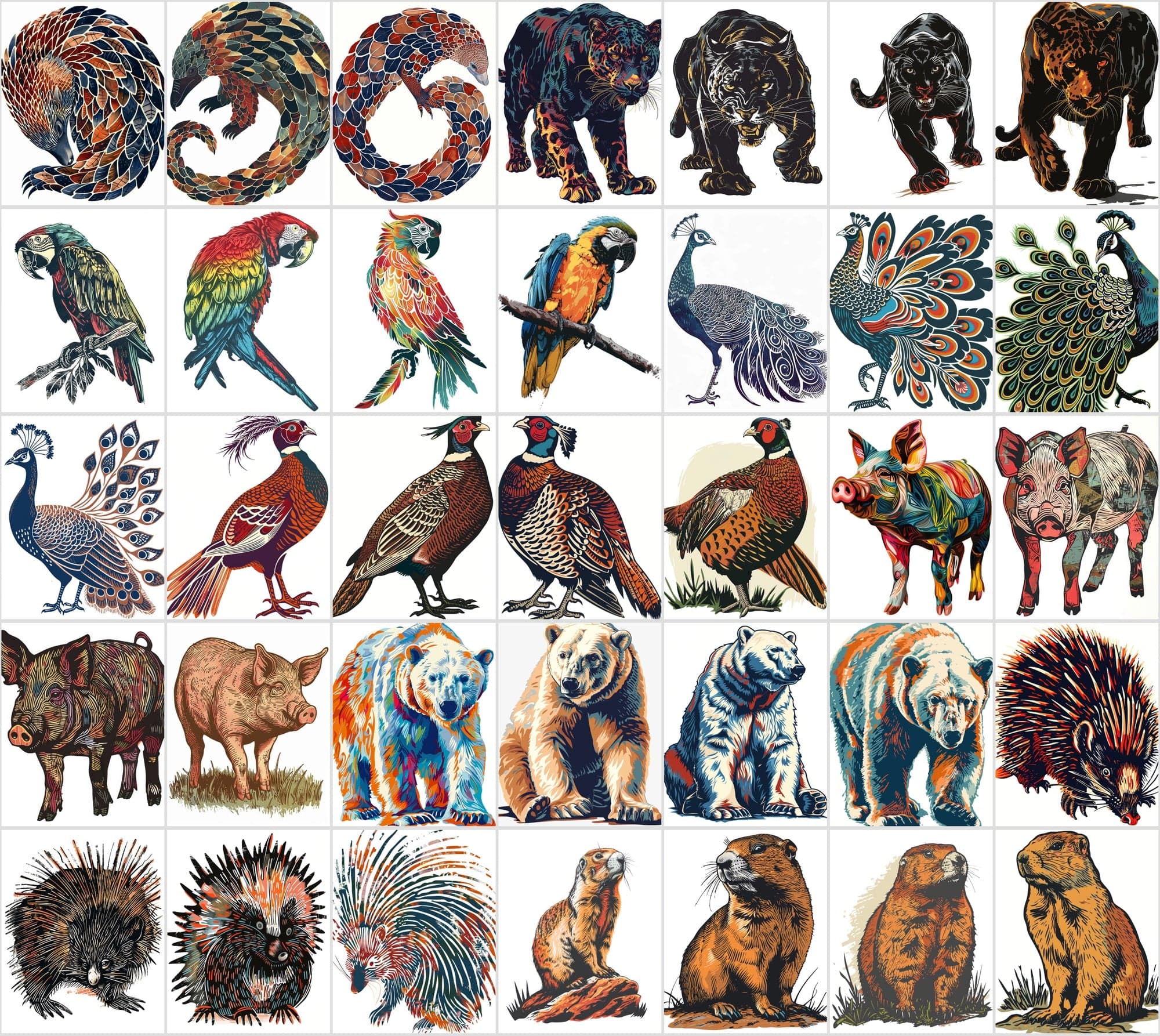 550 Linocut Animal Images - Digital Download with Commercial License Digital Download Sumobundle