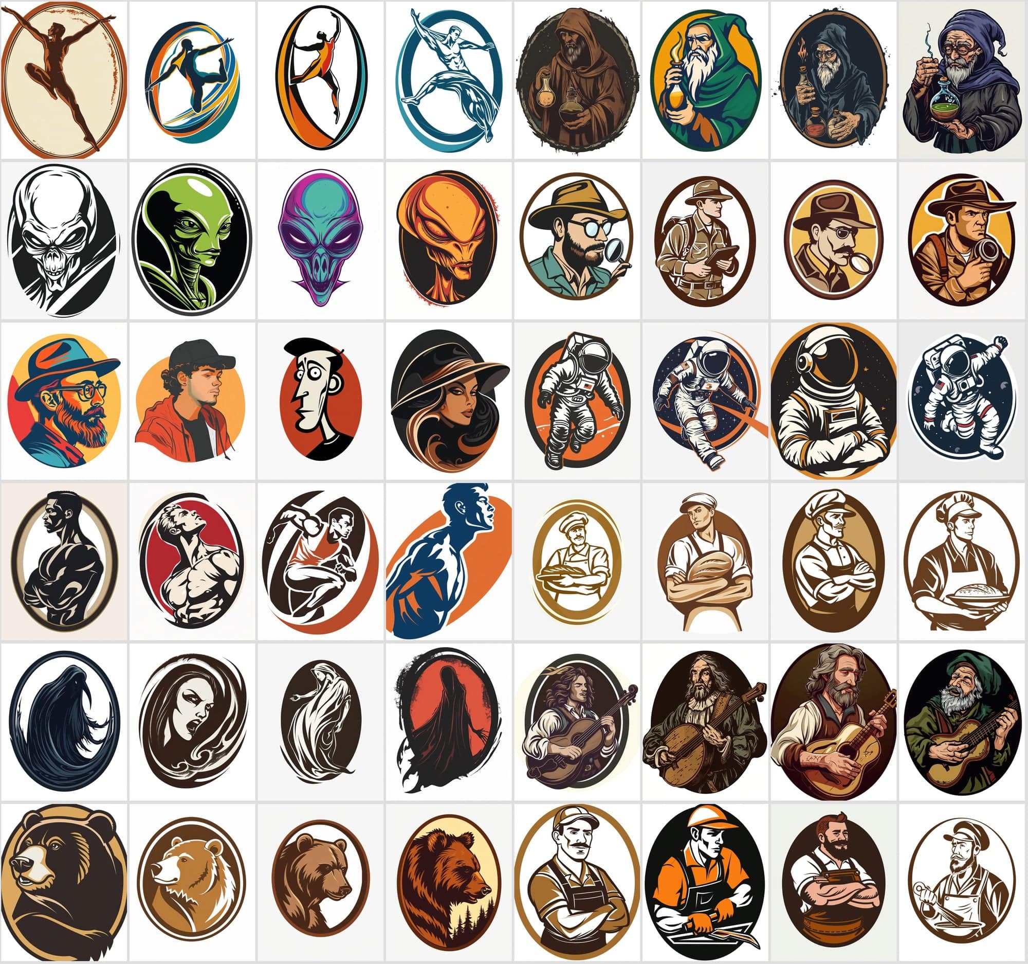 550 Unique Character Medallion JPGs | Commercial License Digital Download Sumobundle