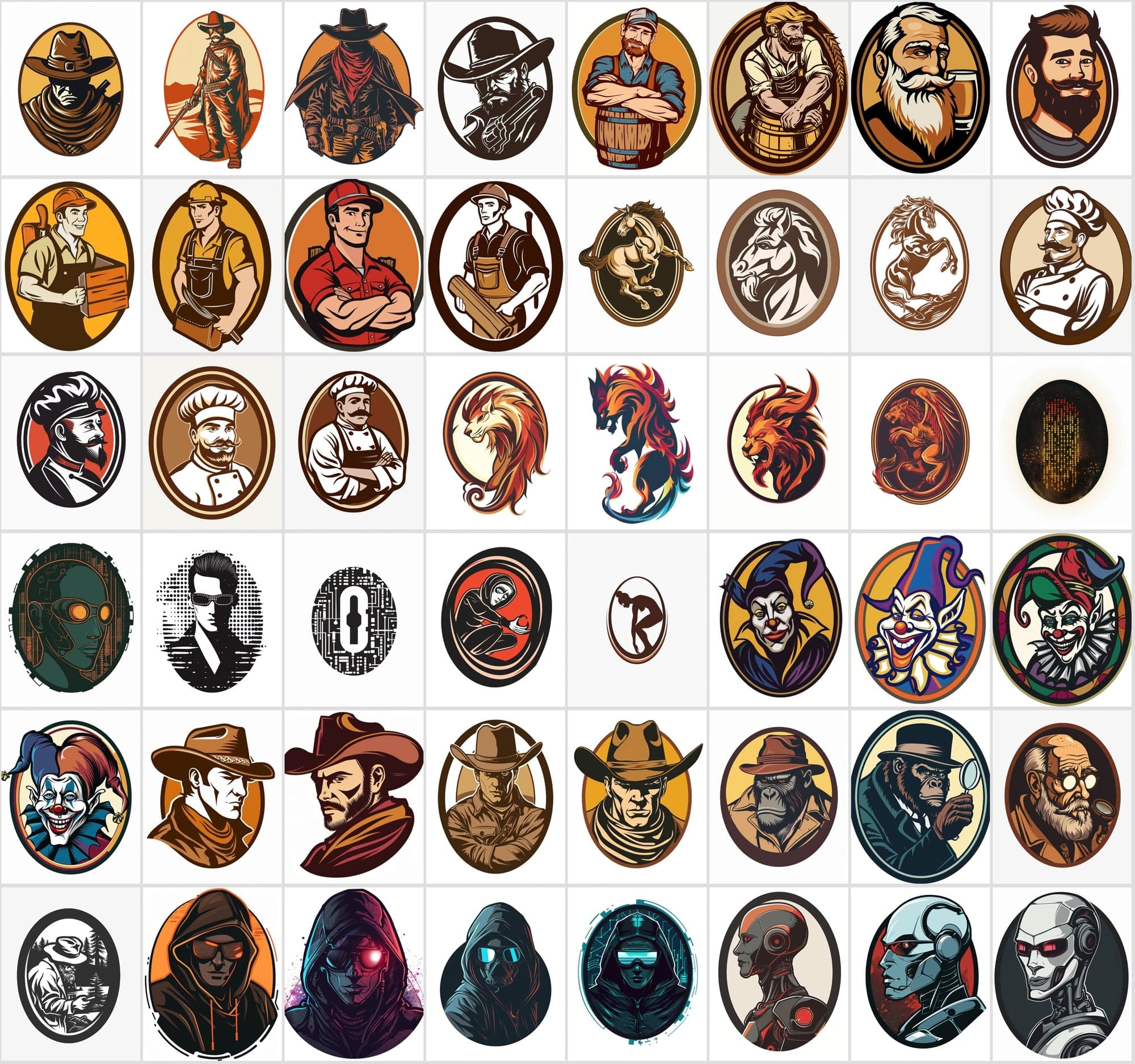 550 Unique Character Medallion JPGs | Commercial License Digital Download Sumobundle