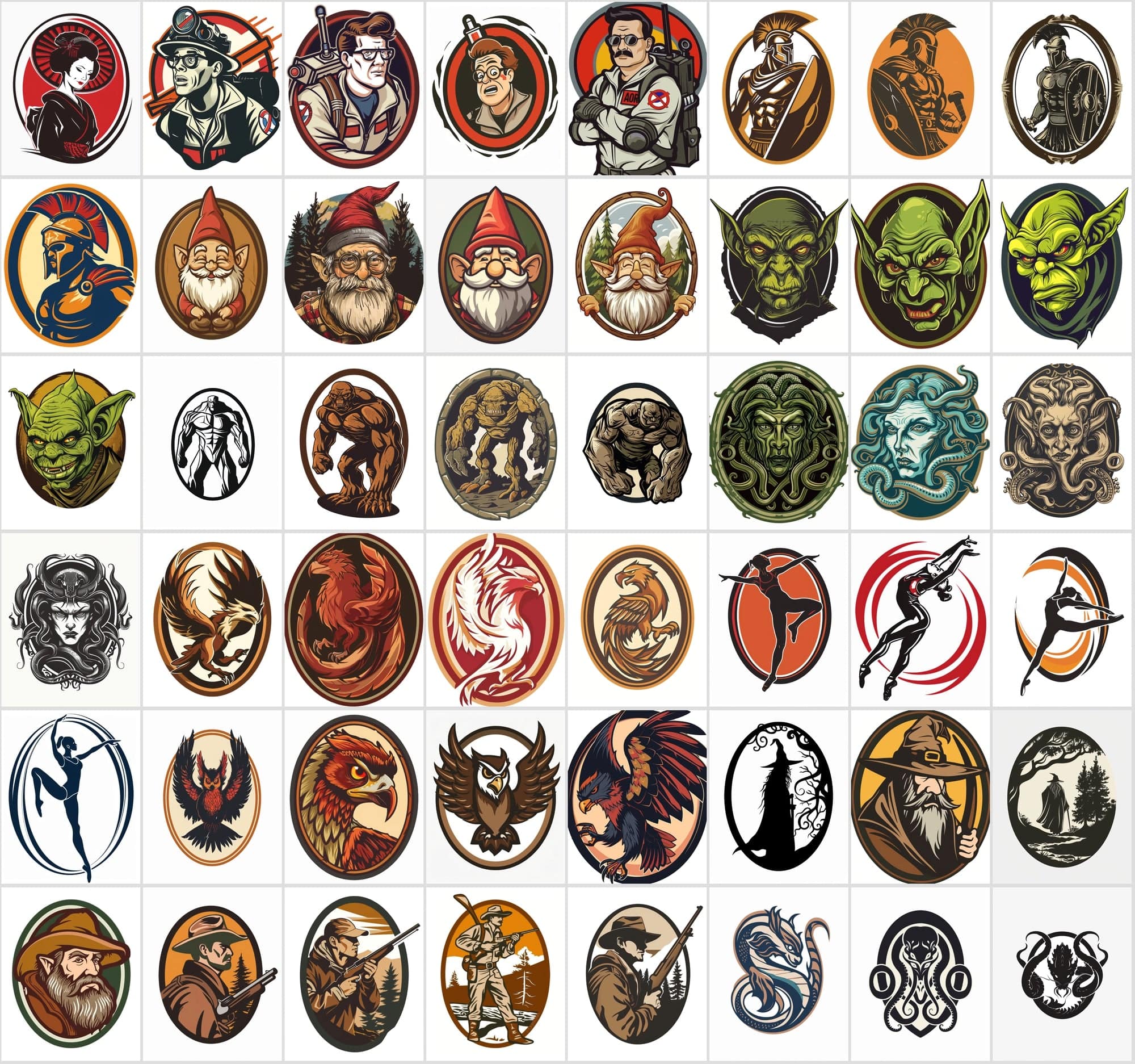 550 Unique Character Medallion JPGs | Commercial License Digital Download Sumobundle