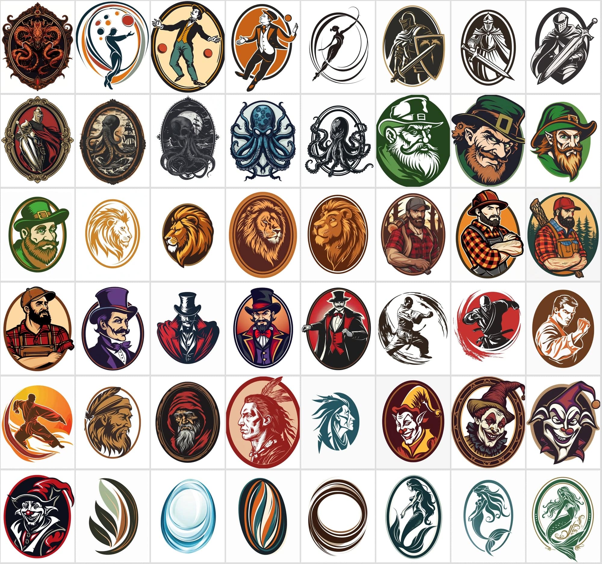 550 Unique Character Medallion JPGs | Commercial License Digital Download Sumobundle