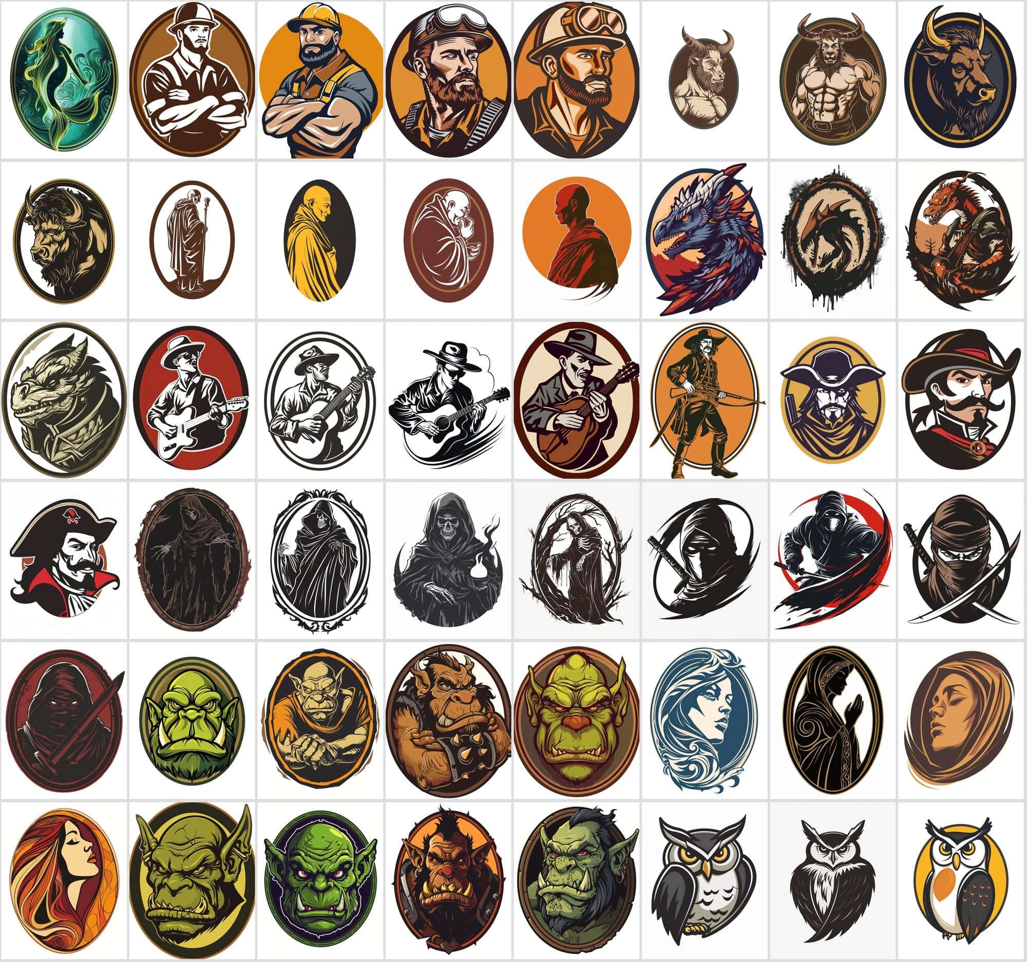 550 Unique Character Medallion JPGs | Commercial License Digital Download Sumobundle