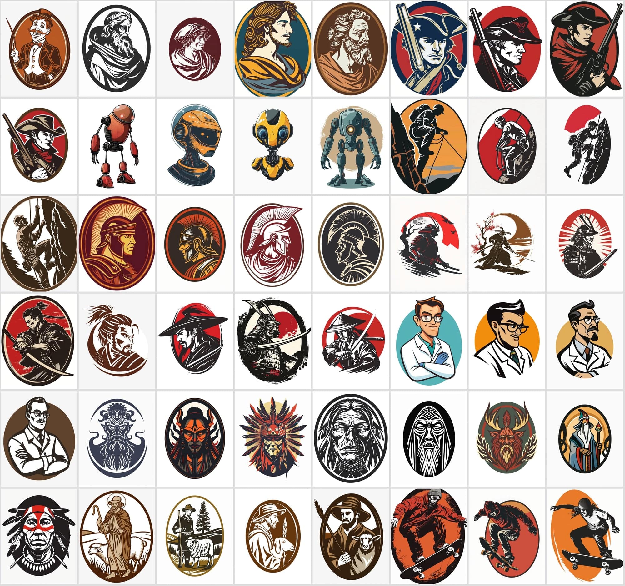550 Unique Character Medallion JPGs | Commercial License Digital Download Sumobundle