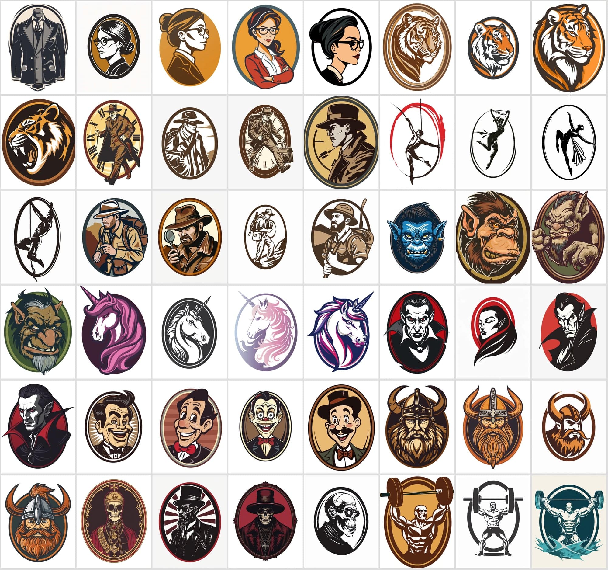 550 Unique Character Medallion JPGs | Commercial License Digital Download Sumobundle