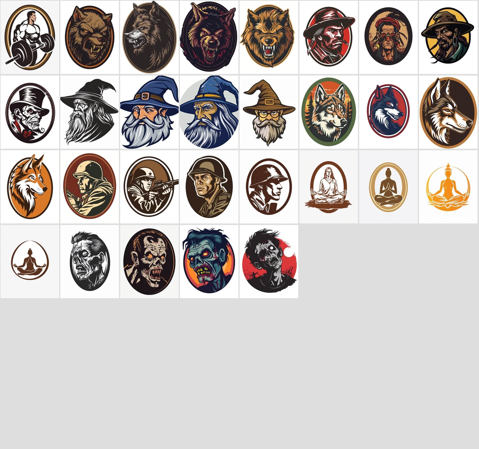 550 Unique Character Medallion JPGs | Commercial License Digital Download Sumobundle