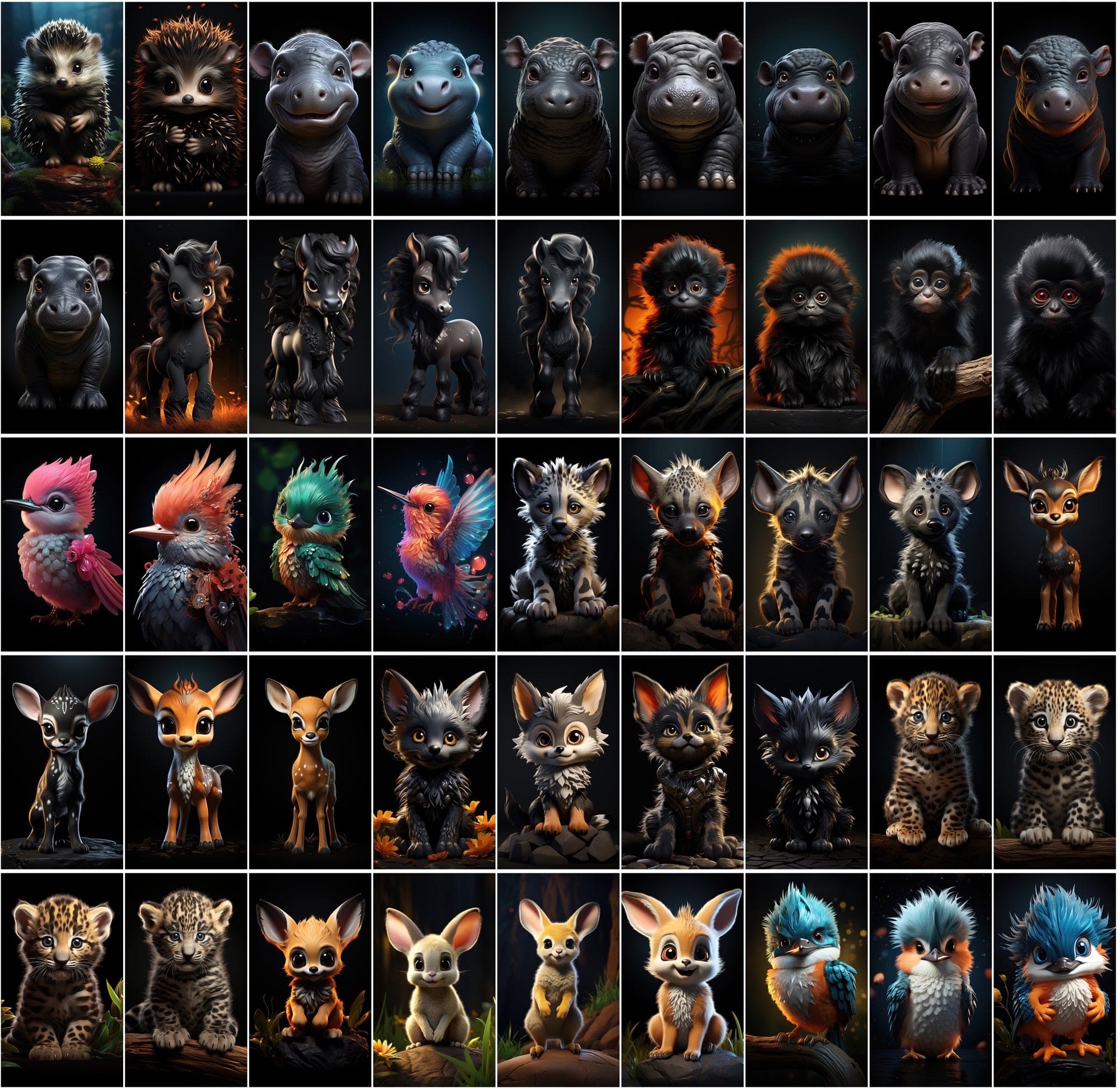 550 Vibrant Chibi Animal Images Collection Digital Download Sumobundle