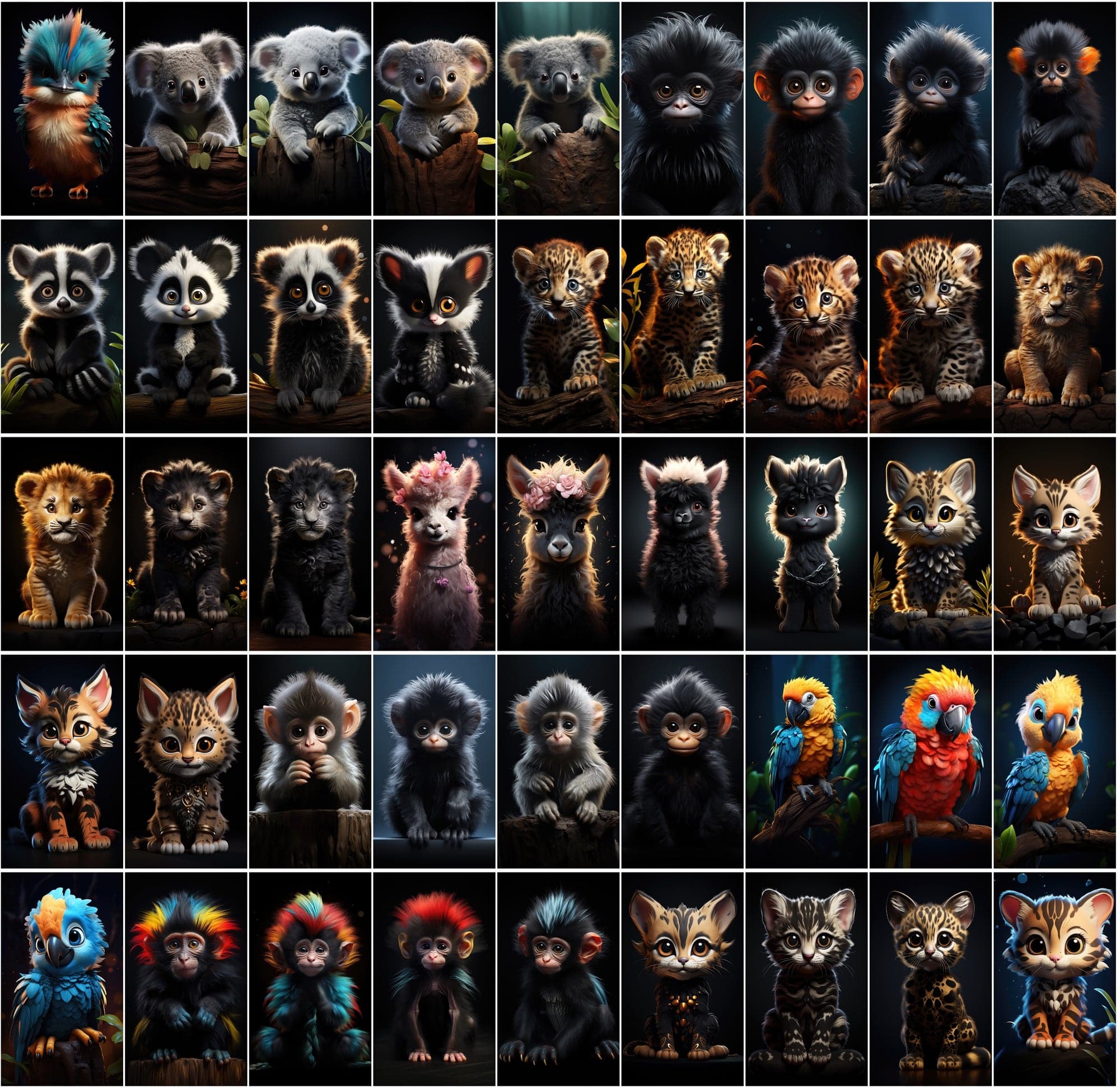 550 Vibrant Chibi Animal Images Collection Digital Download Sumobundle