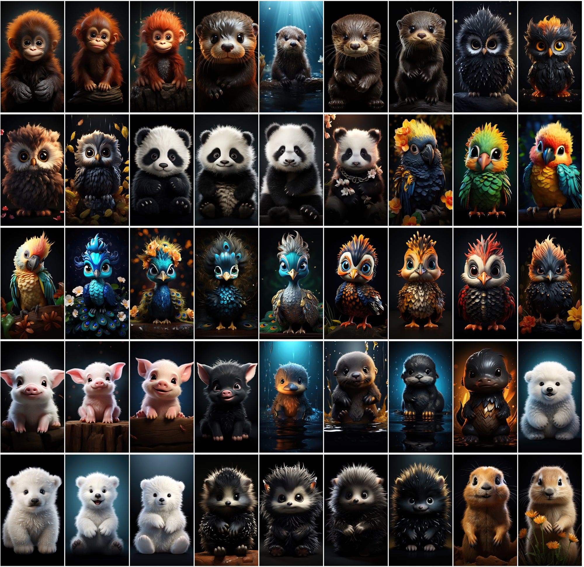 550 Vibrant Chibi Animal Images Collection Digital Download Sumobundle