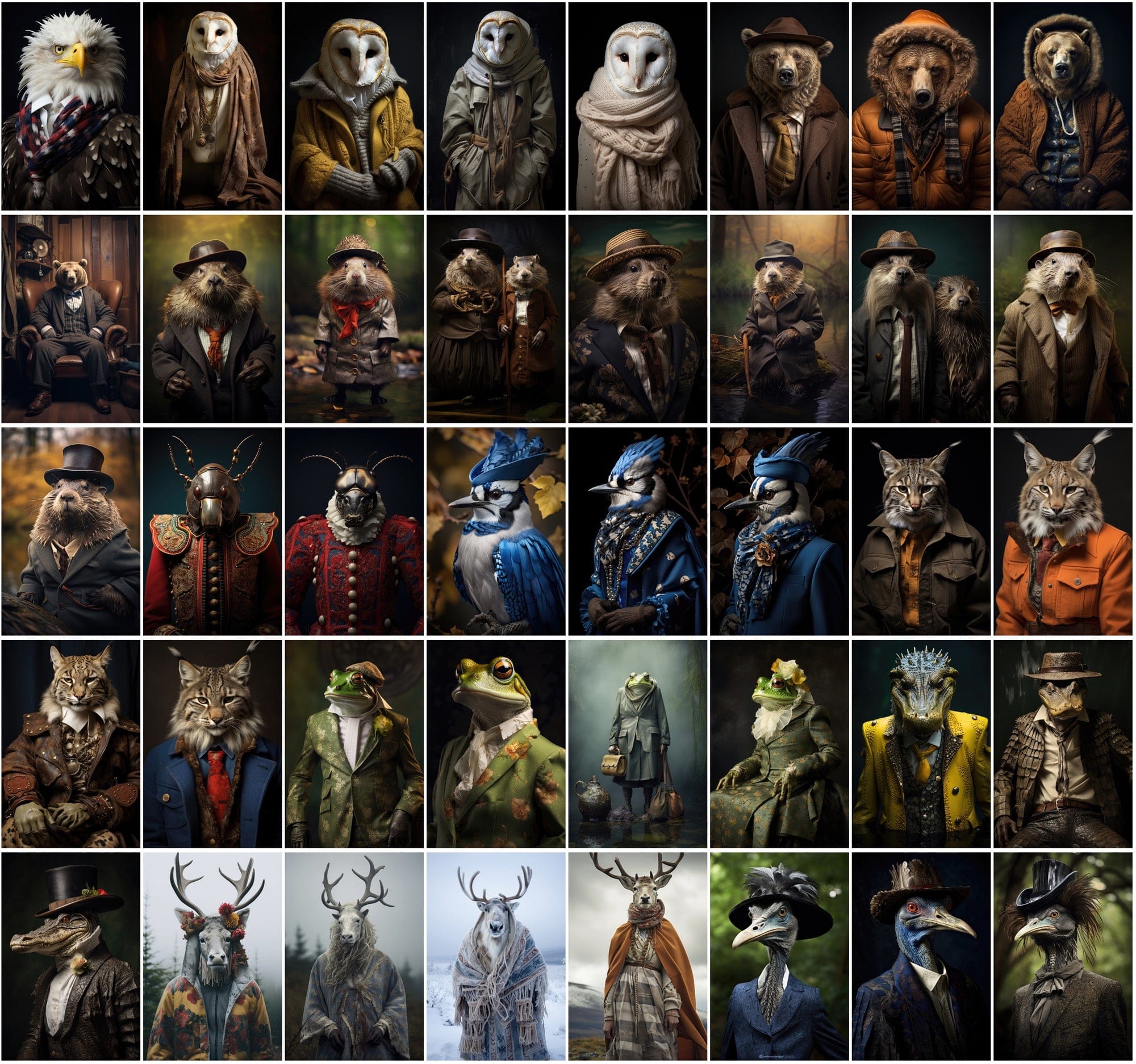 570 Cool Animals in Fashion: Surreal & Colourful JPG Images - Commercial License Included Digital Download Sumobundle