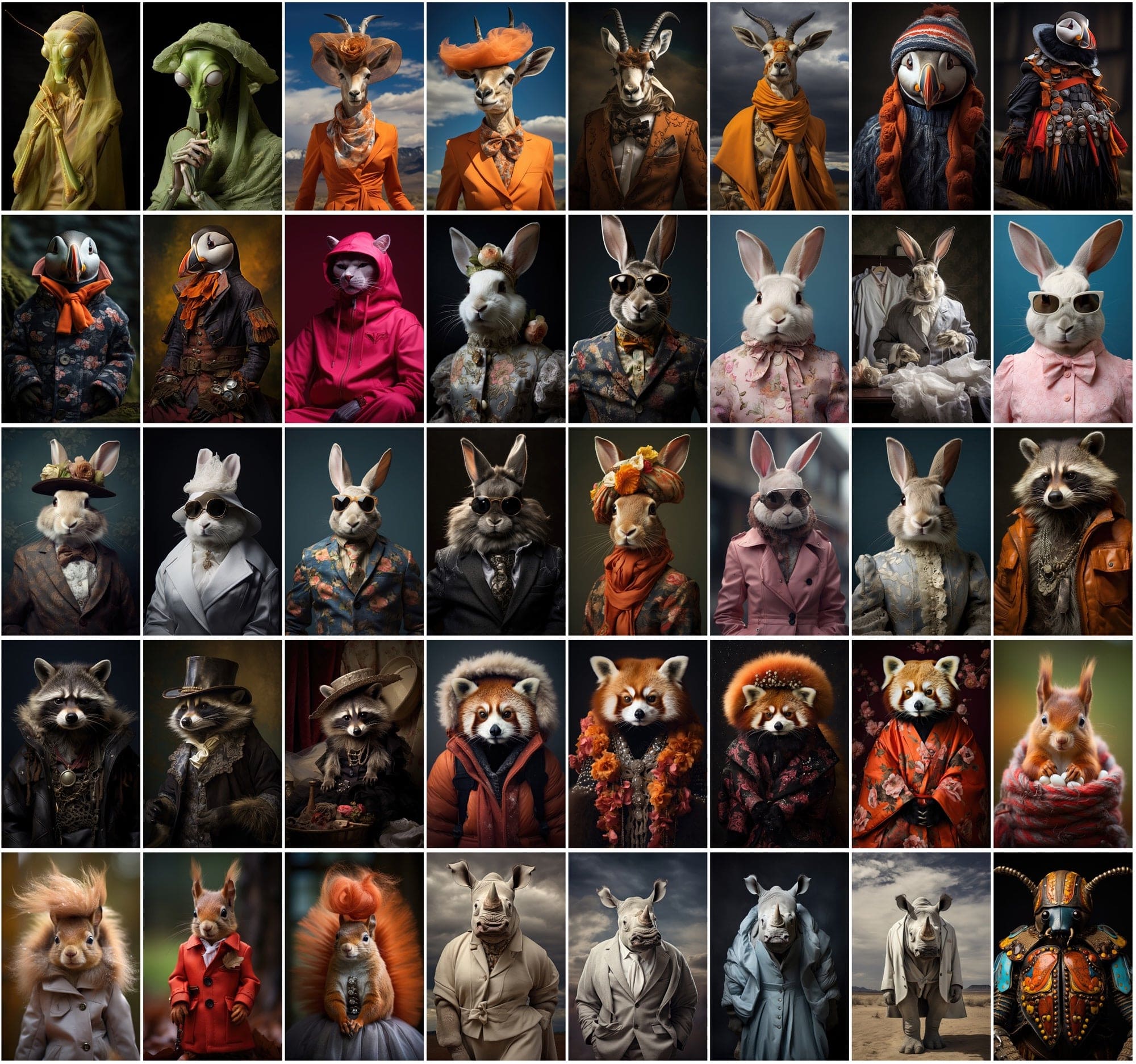 570 Cool Animals in Fashion: Surreal & Colourful JPG Images - Commercial License Included Digital Download Sumobundle