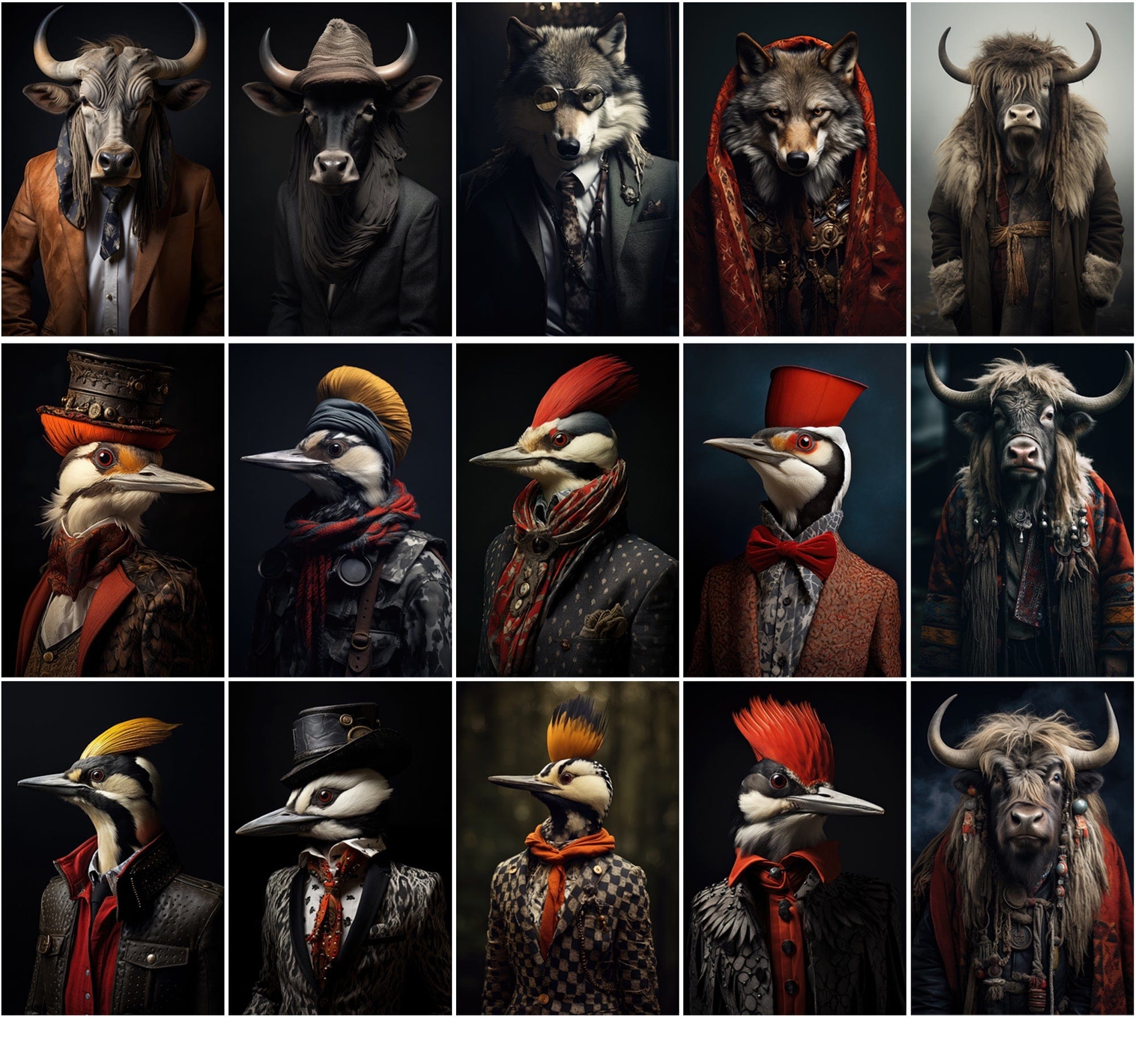570 Cool Animals in Fashion: Surreal & Colourful JPG Images - Commercial License Included Digital Download Sumobundle