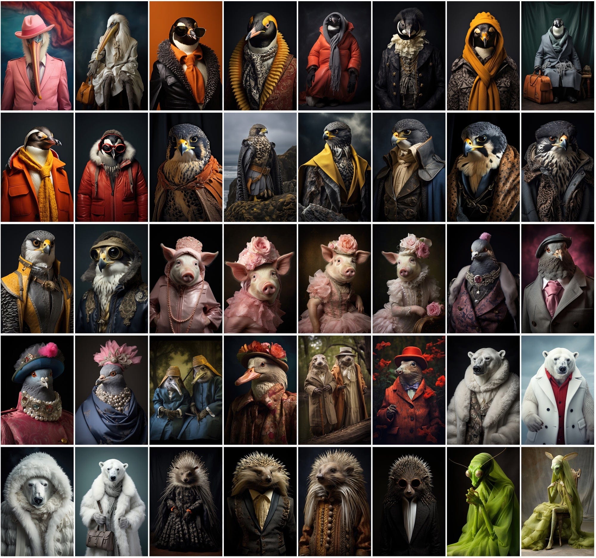 570 Cool Animals in Fashion: Surreal & Colourful JPG Images - Commercial License Included Digital Download Sumobundle