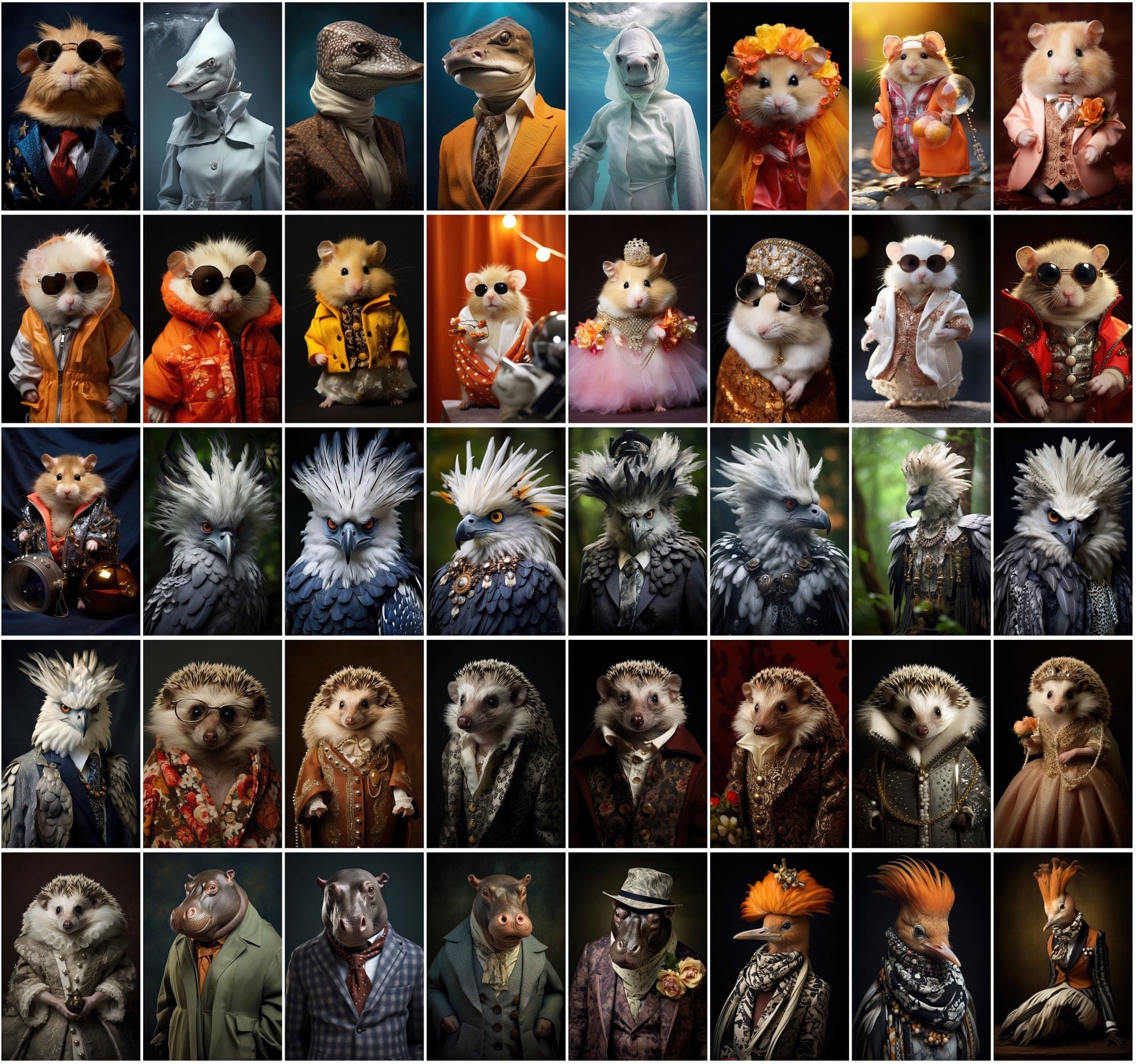 570 Cool Animals in Fashion: Surreal & Colourful JPG Images - Commercial License Included Digital Download Sumobundle