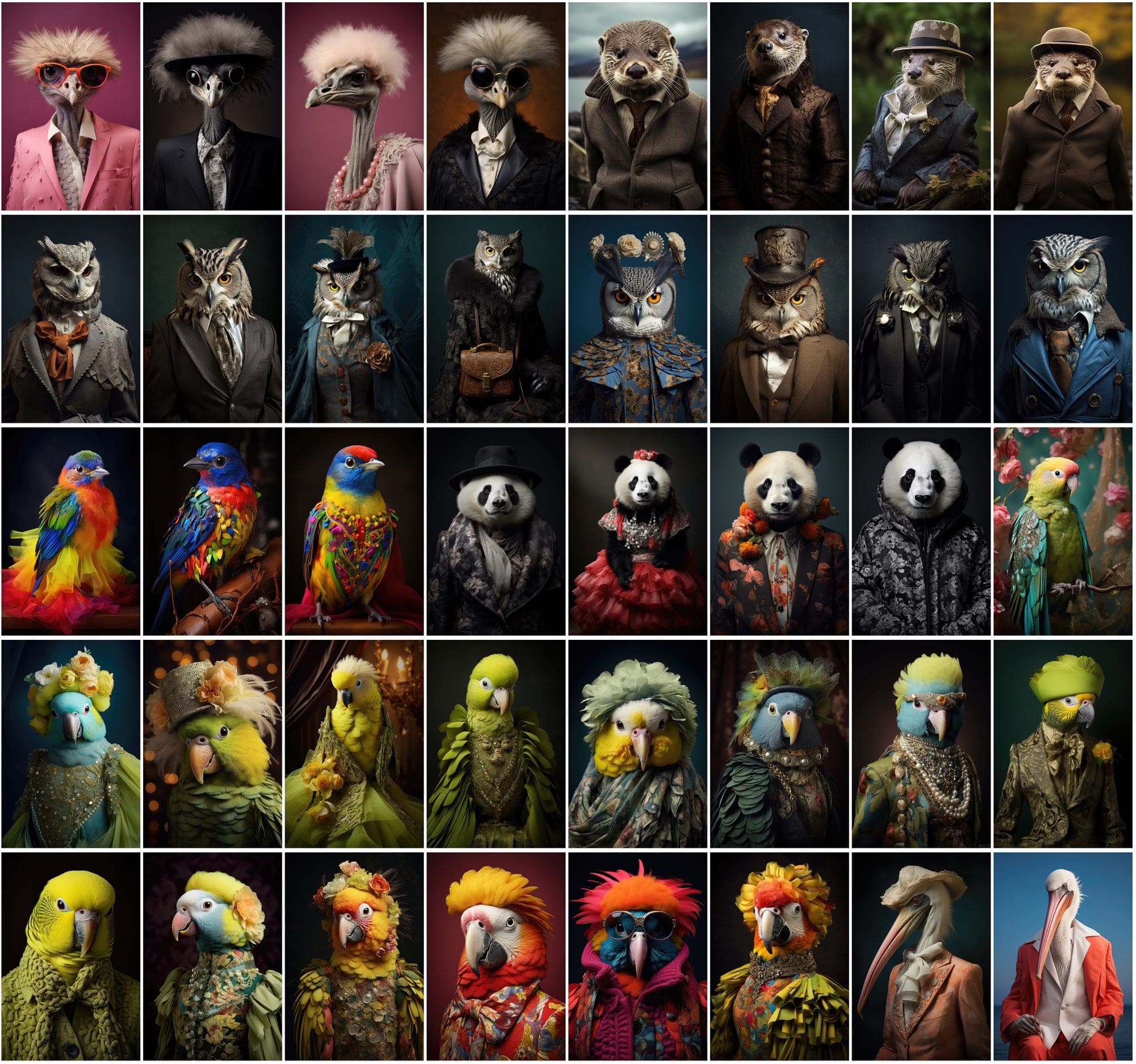 570 Cool Animals in Fashion: Surreal & Colourful JPG Images - Commercial License Included Digital Download Sumobundle