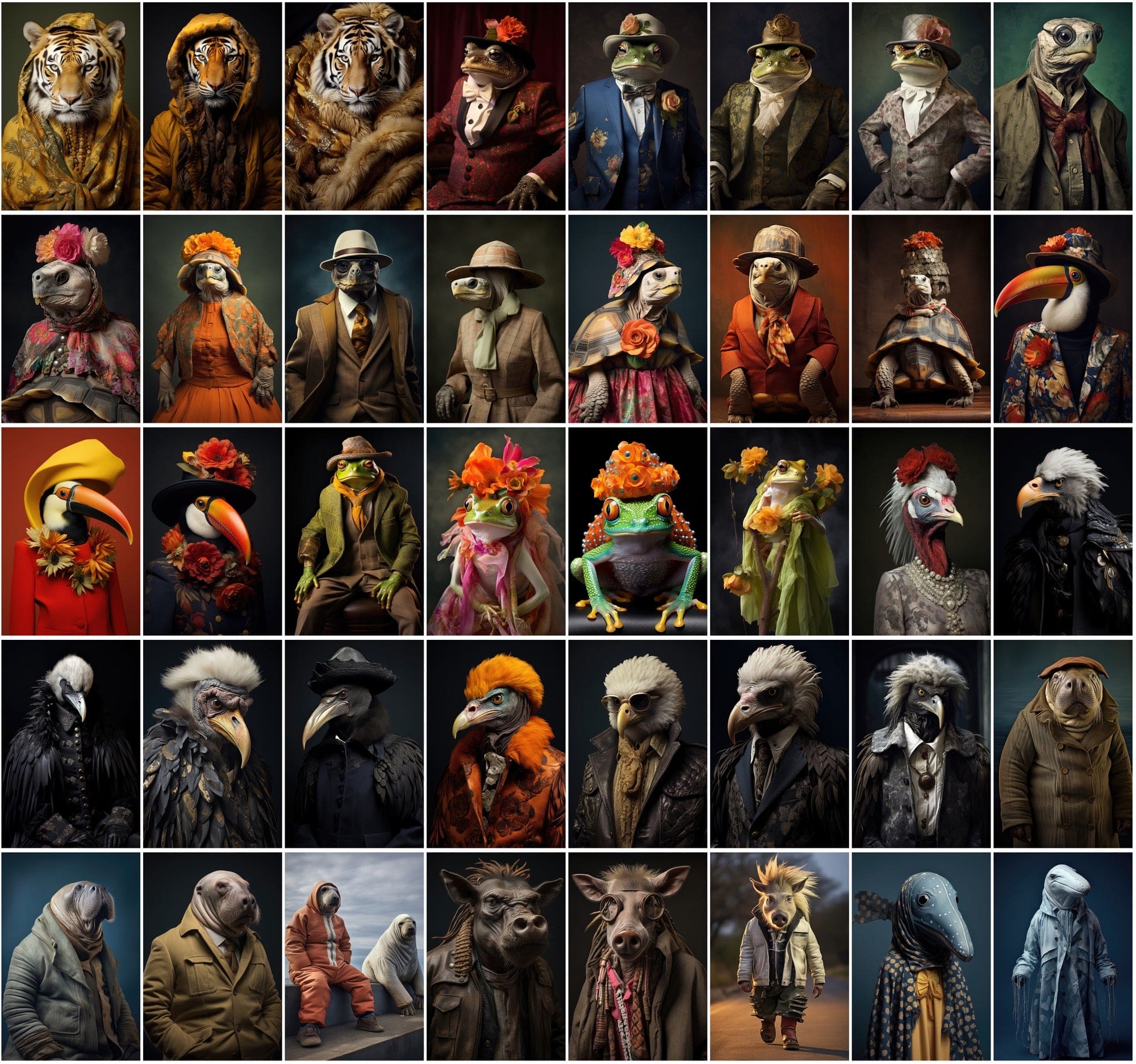570 Cool Animals in Fashion: Surreal & Colourful JPG Images - Commercial License Included Digital Download Sumobundle