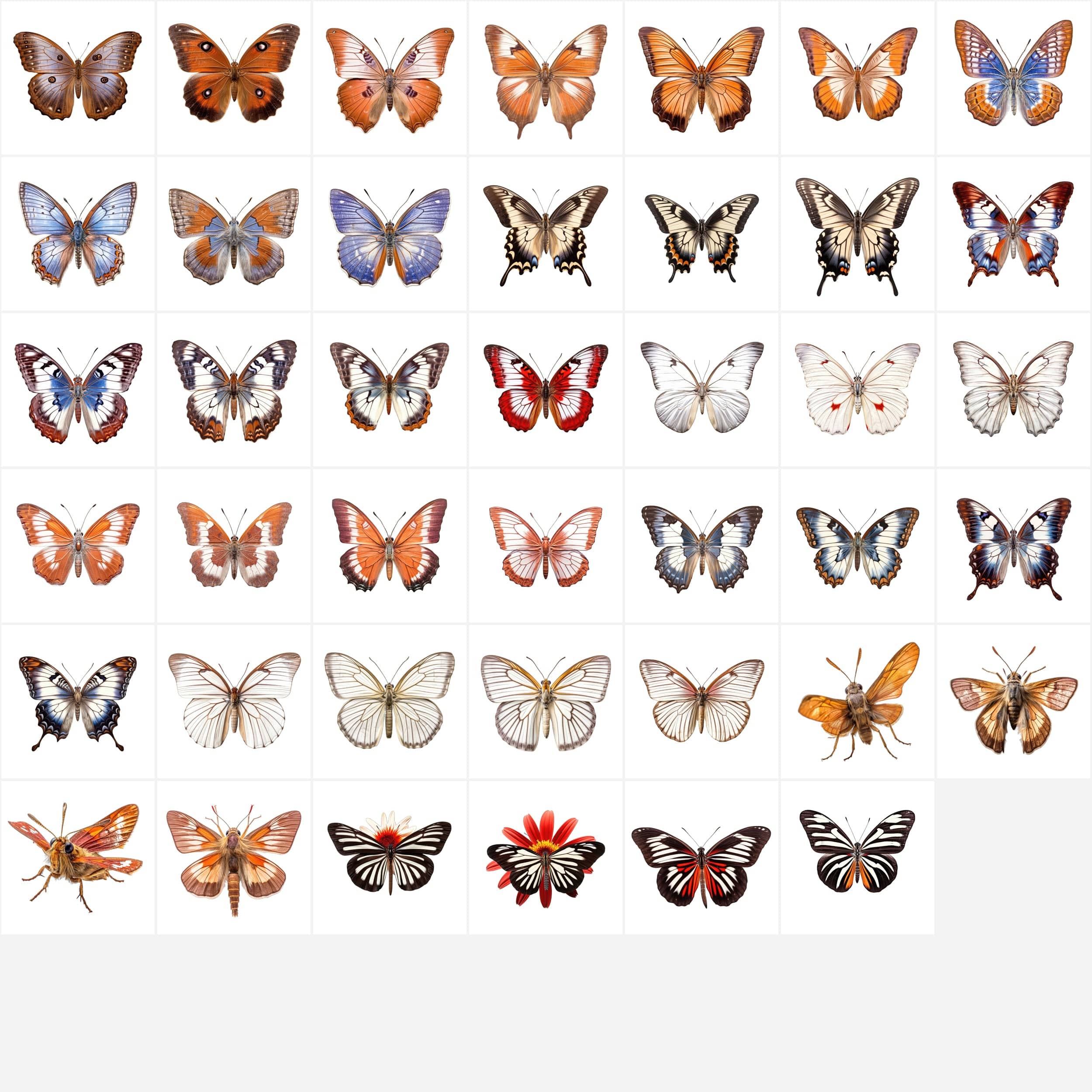580 High-Resolution Transparent and White-Background Butterfly PNG Images for Commercial Use Digital Download Sumobundle