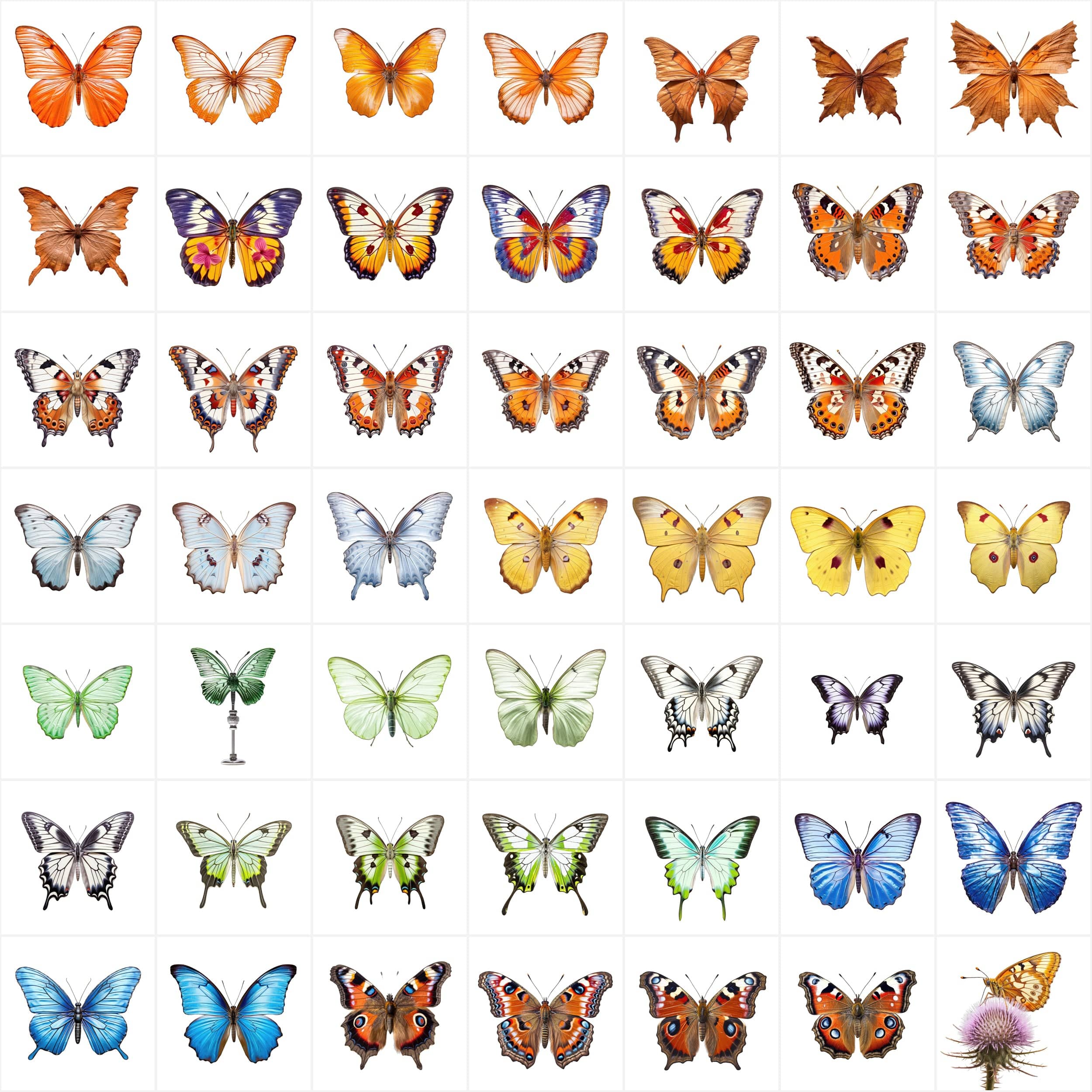580 High-Resolution Transparent and White-Background Butterfly PNG Images for Commercial Use Digital Download Sumobundle