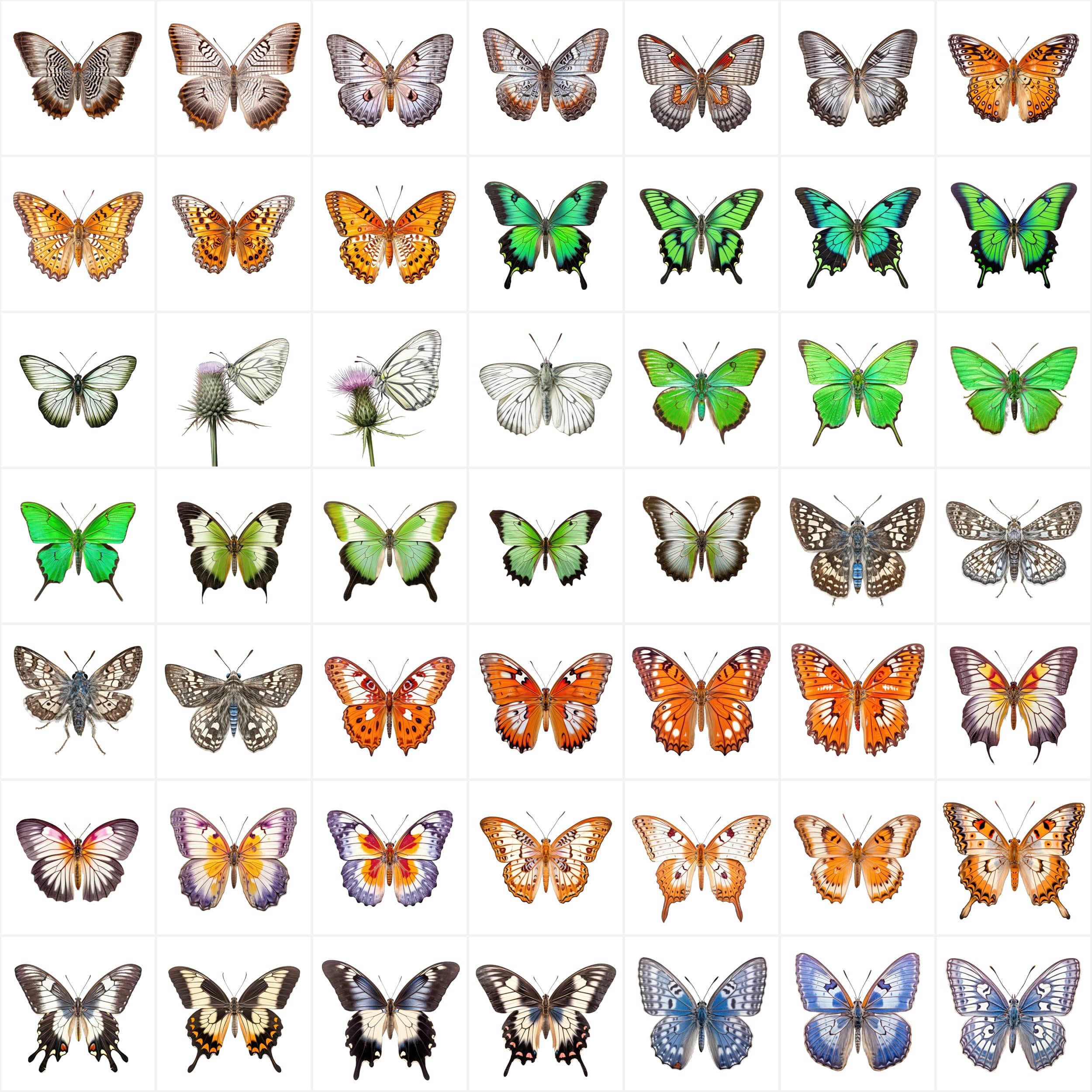 580 High-Resolution Transparent and White-Background Butterfly PNG Images for Commercial Use Digital Download Sumobundle