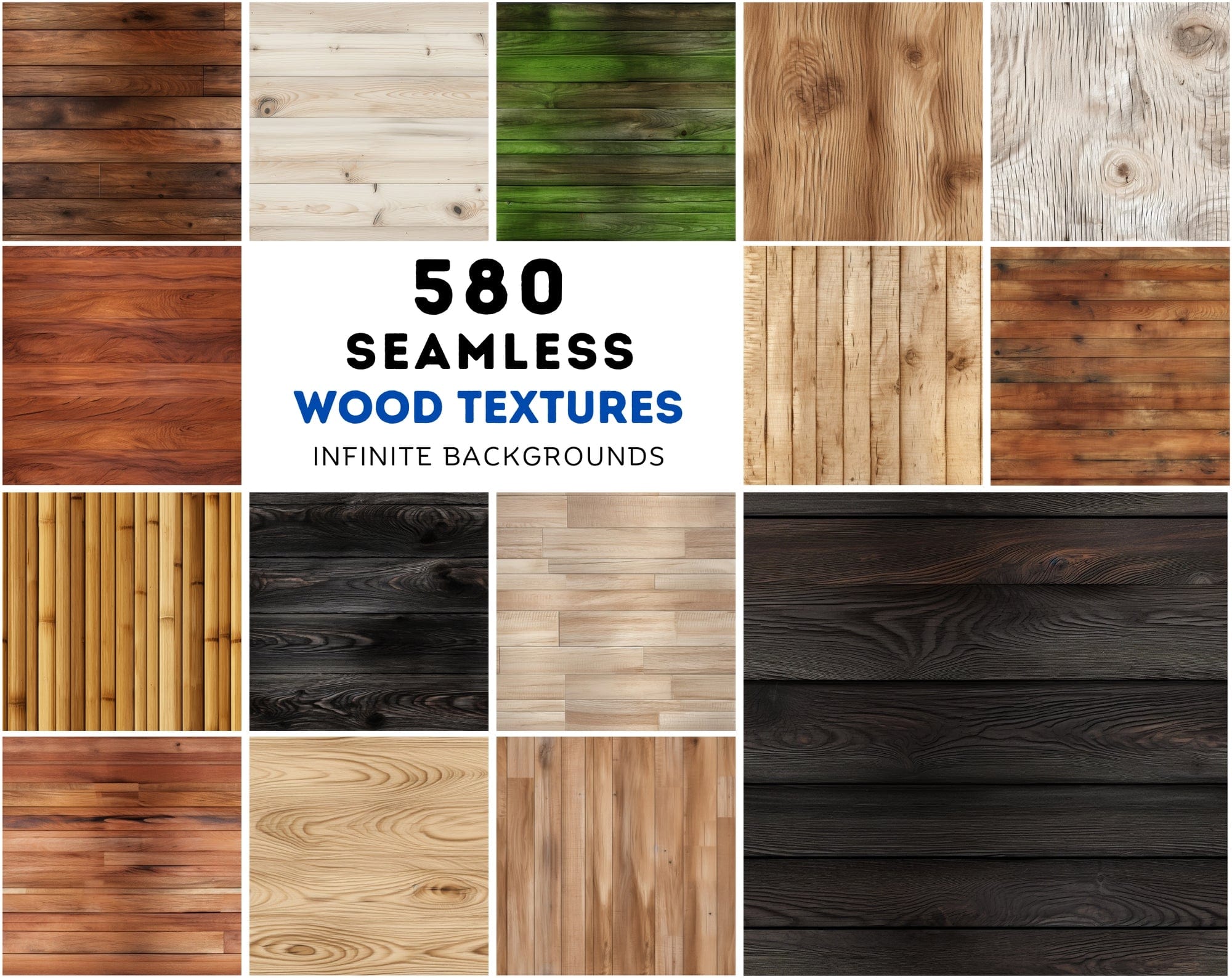 580 Seamless Wood Backgrounds & Photoshop Patterns Bundle - High-Resolution Images and .pat Files with Commercial License Sumobundle