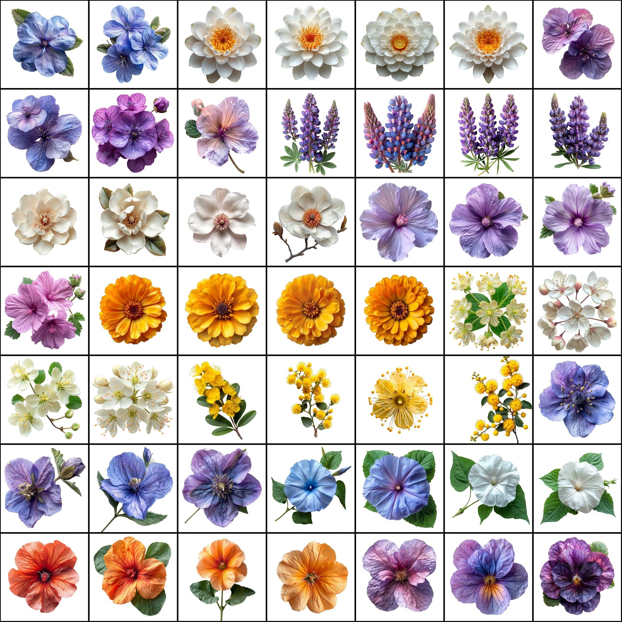 580 Top View Floral Images with Transparent Backgrounds Digital Download Sumobundle