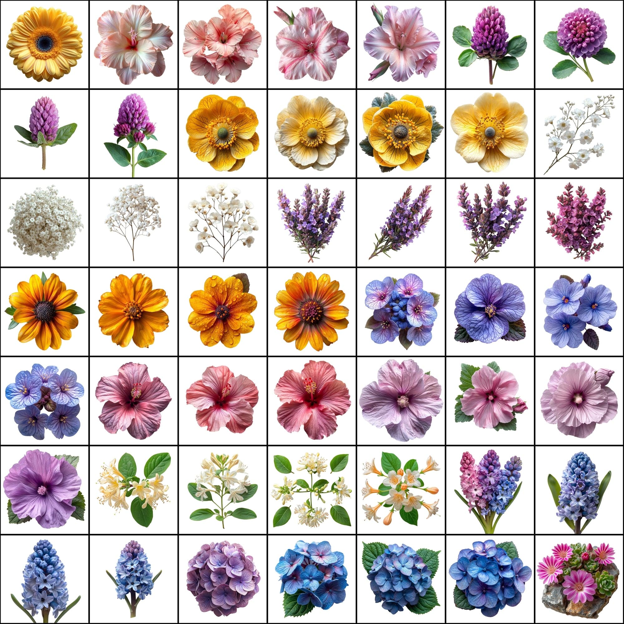 580 Top View Floral Images with Transparent Backgrounds Digital Download Sumobundle