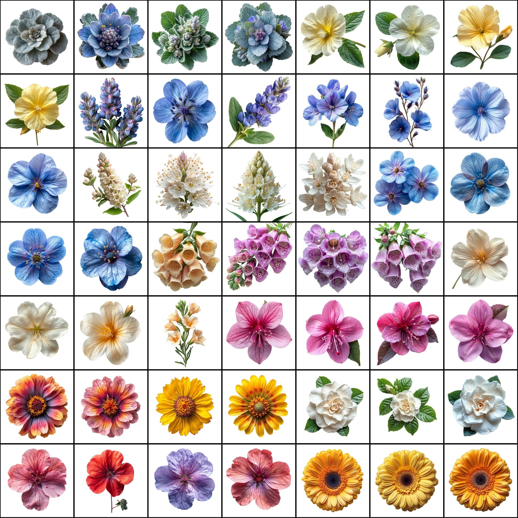 580 Top View Floral Images with Transparent Backgrounds Digital Download Sumobundle