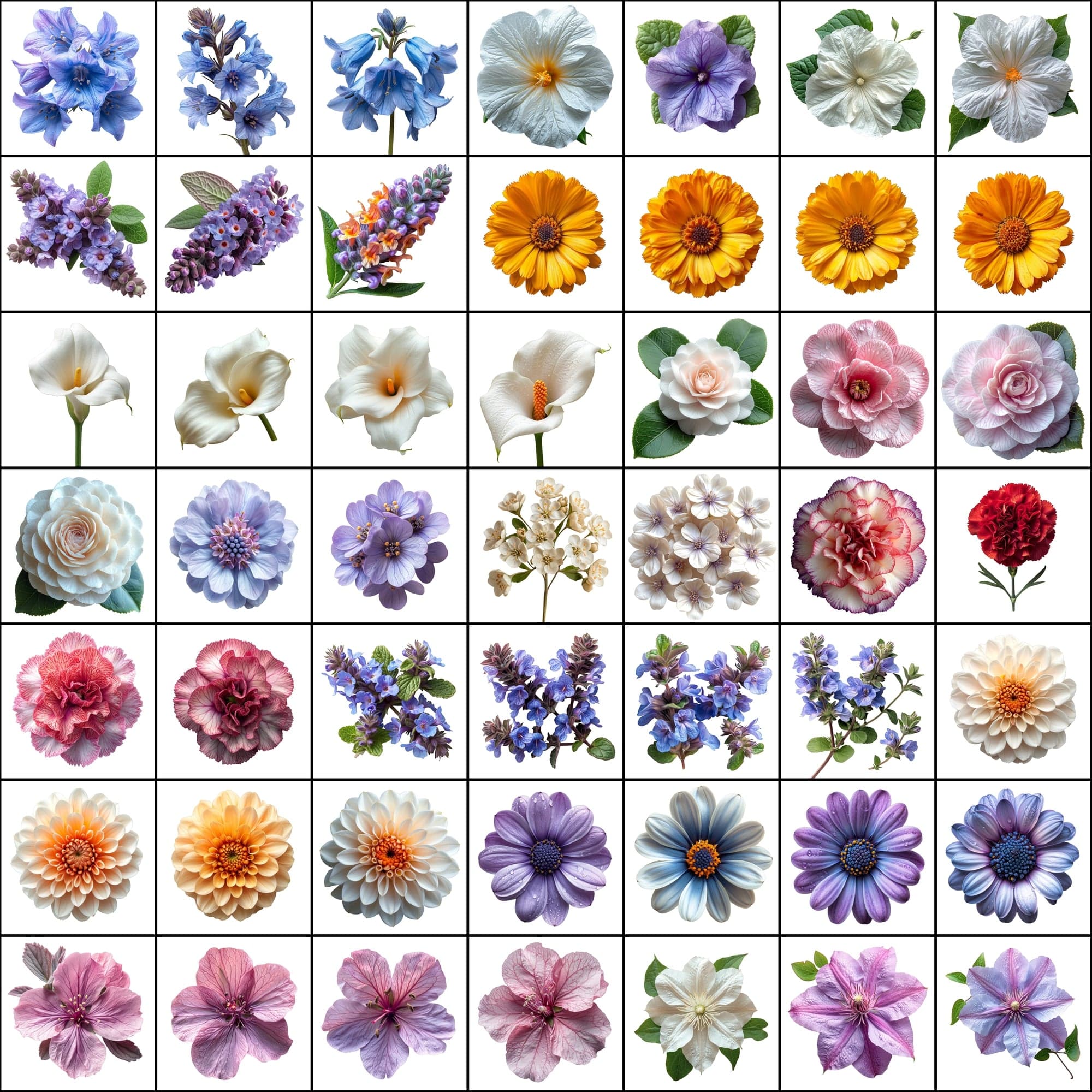 580 Top View Floral Images with Transparent Backgrounds Digital Download Sumobundle