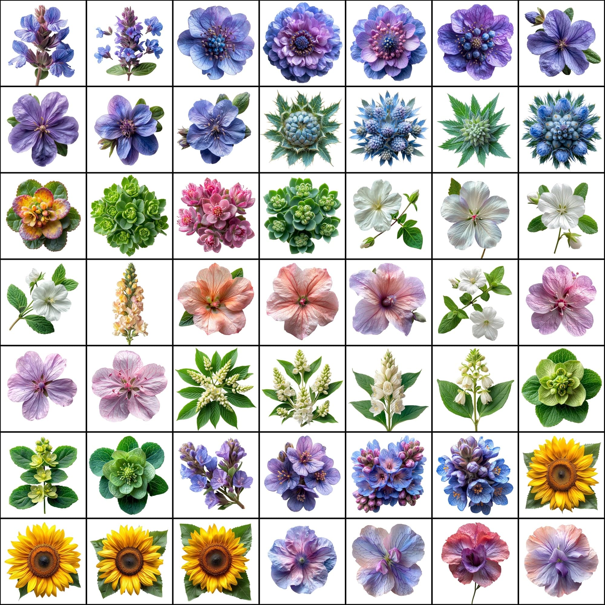 580 Top View Floral Images with Transparent Backgrounds Digital Download Sumobundle