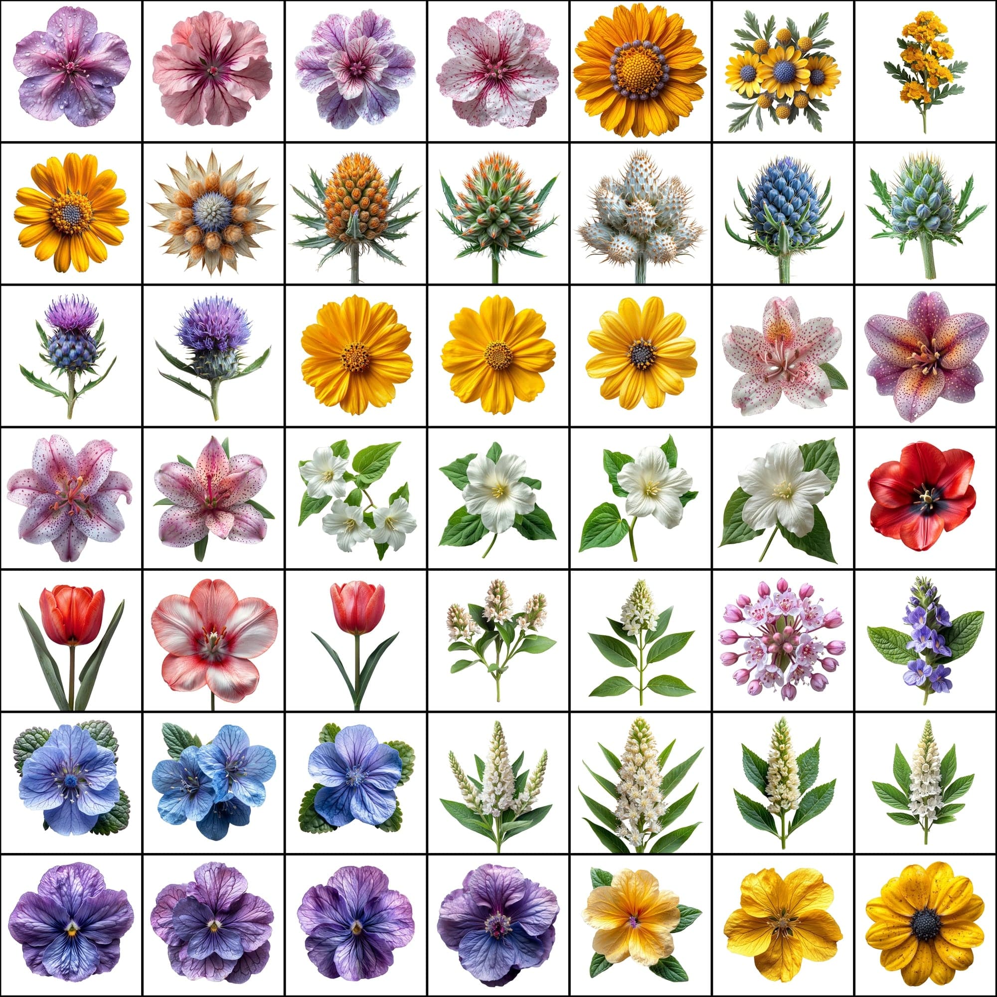 580 Top View Floral Images with Transparent Backgrounds Digital Download Sumobundle