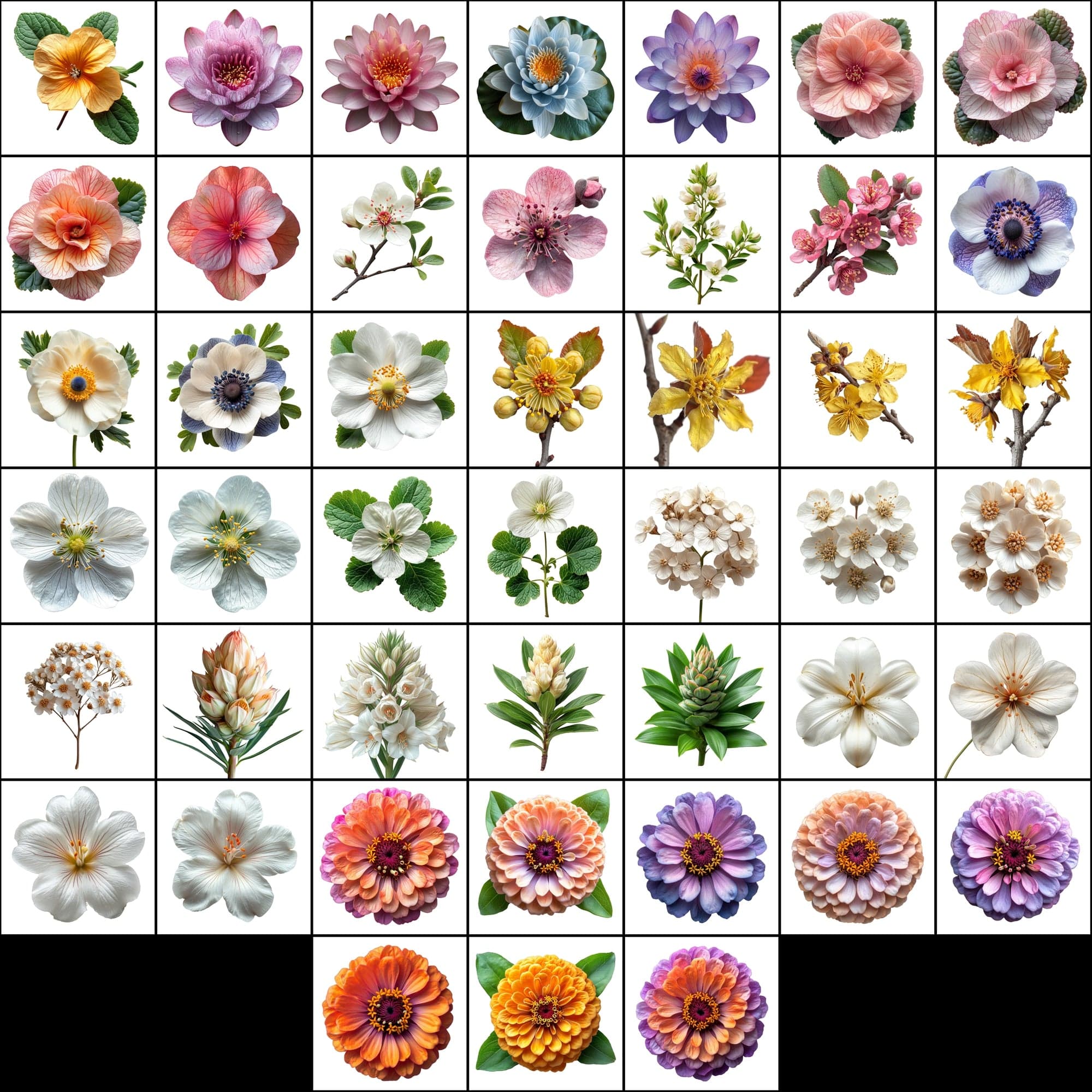 580 Top View Floral Images with Transparent Backgrounds Digital Download Sumobundle