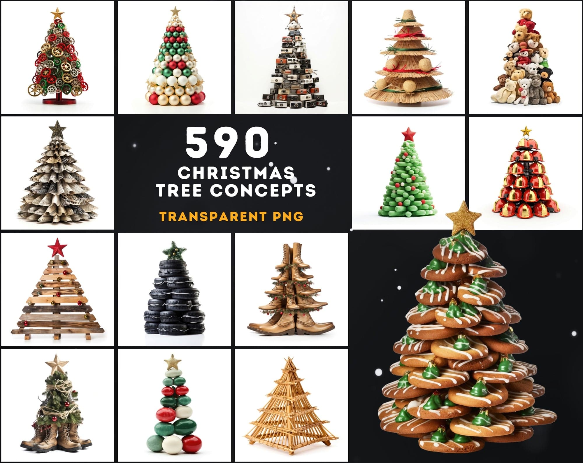 590 Unique Conceptual Christmas Tree Images Collection - High-Resolution Digital Art, Instant Download Digital Download Sumobundle