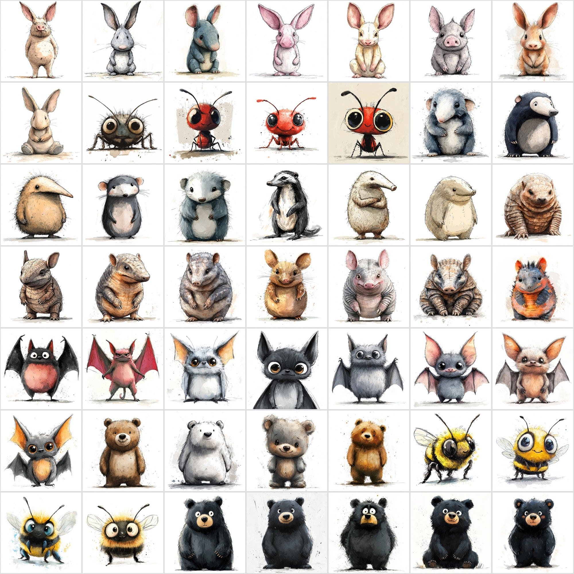 600 Animal Clipart Scribble-Style with Commercial License Digital Download Sumobundle