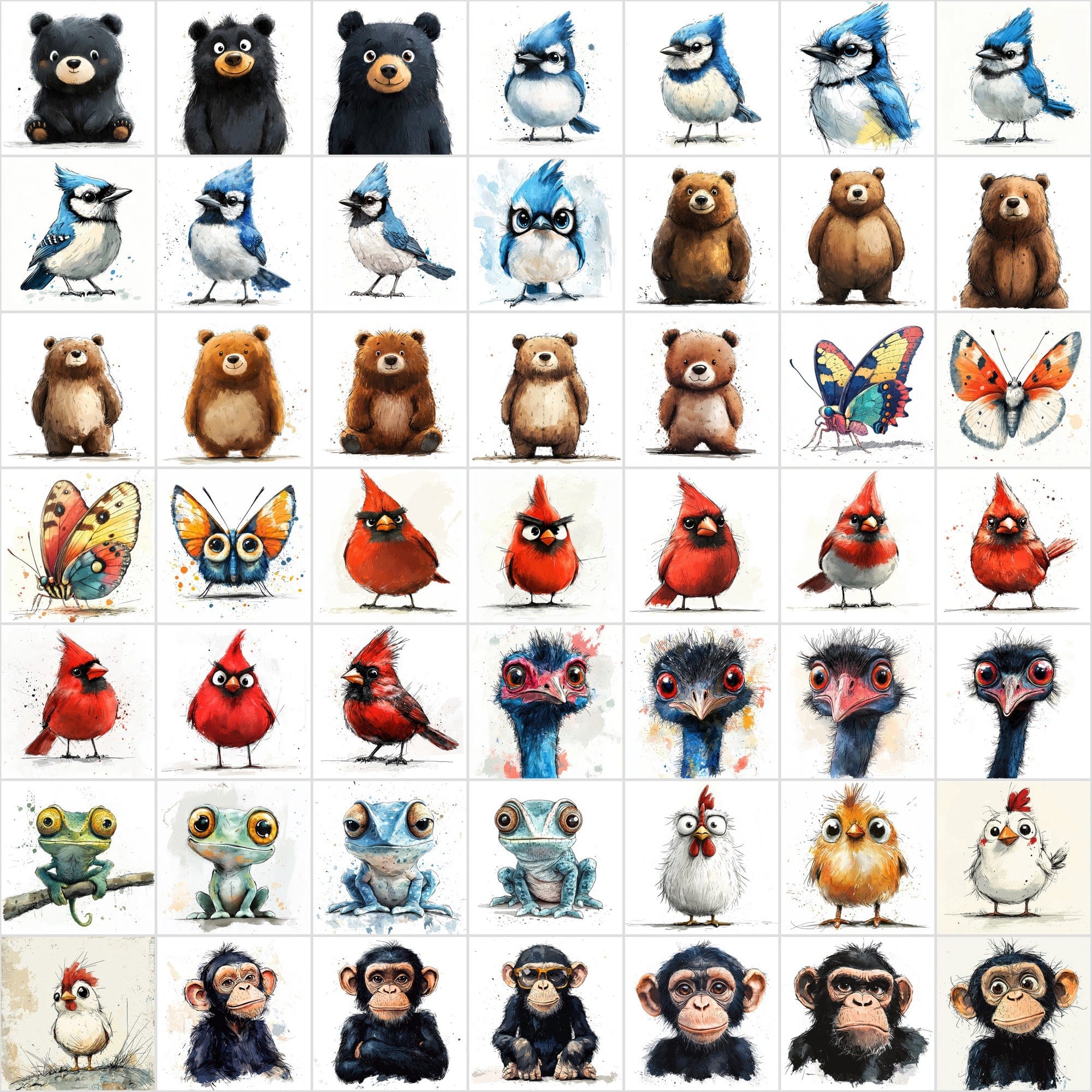 600 Animal Clipart Scribble-Style with Commercial License Digital Download Sumobundle