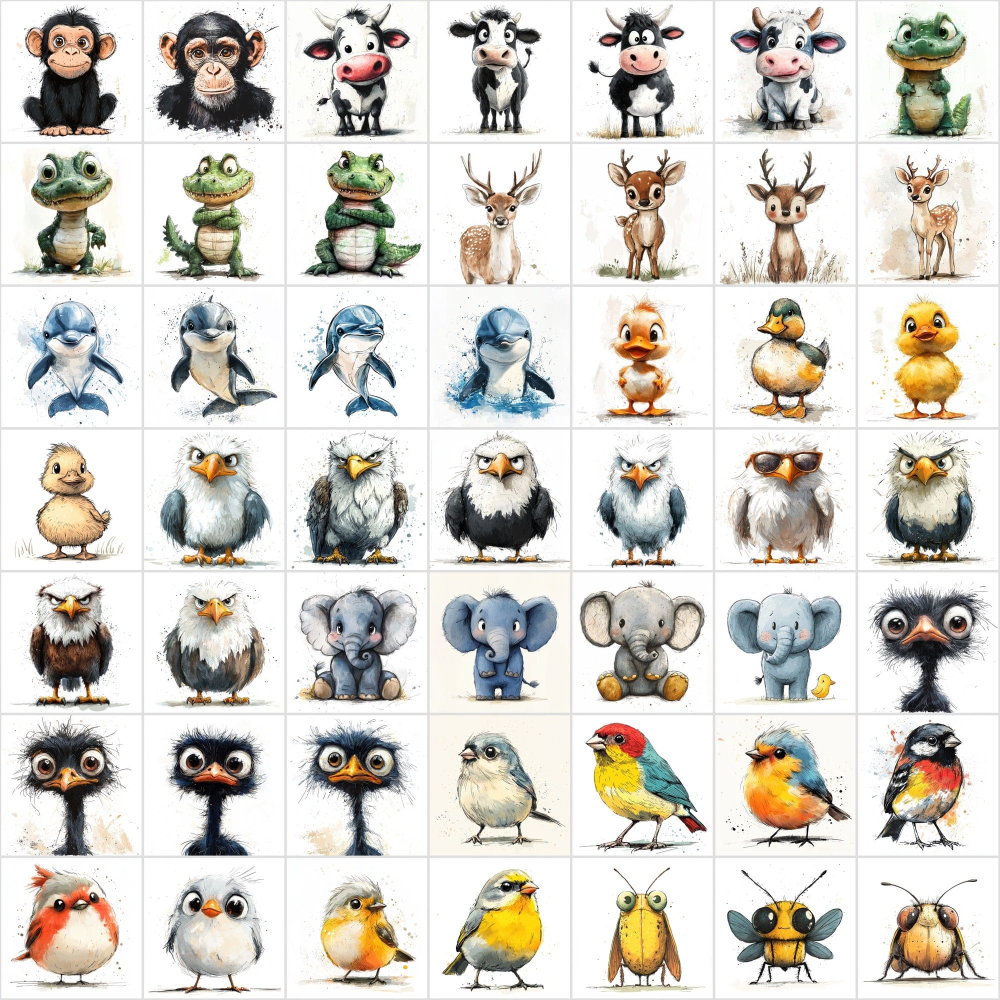 600 Animal Clipart Scribble-Style with Commercial License Digital Download Sumobundle