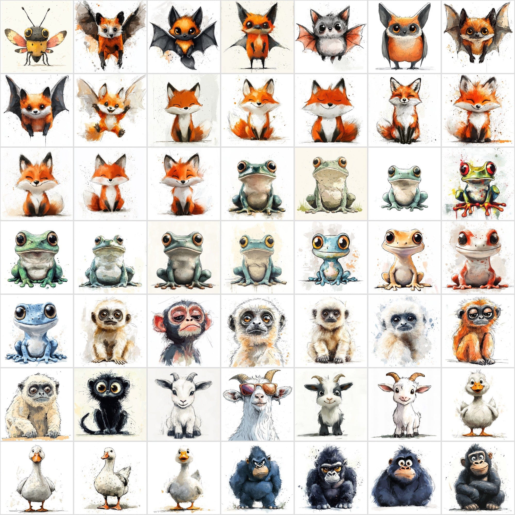 600 Animal Clipart Scribble-Style with Commercial License Digital Download Sumobundle