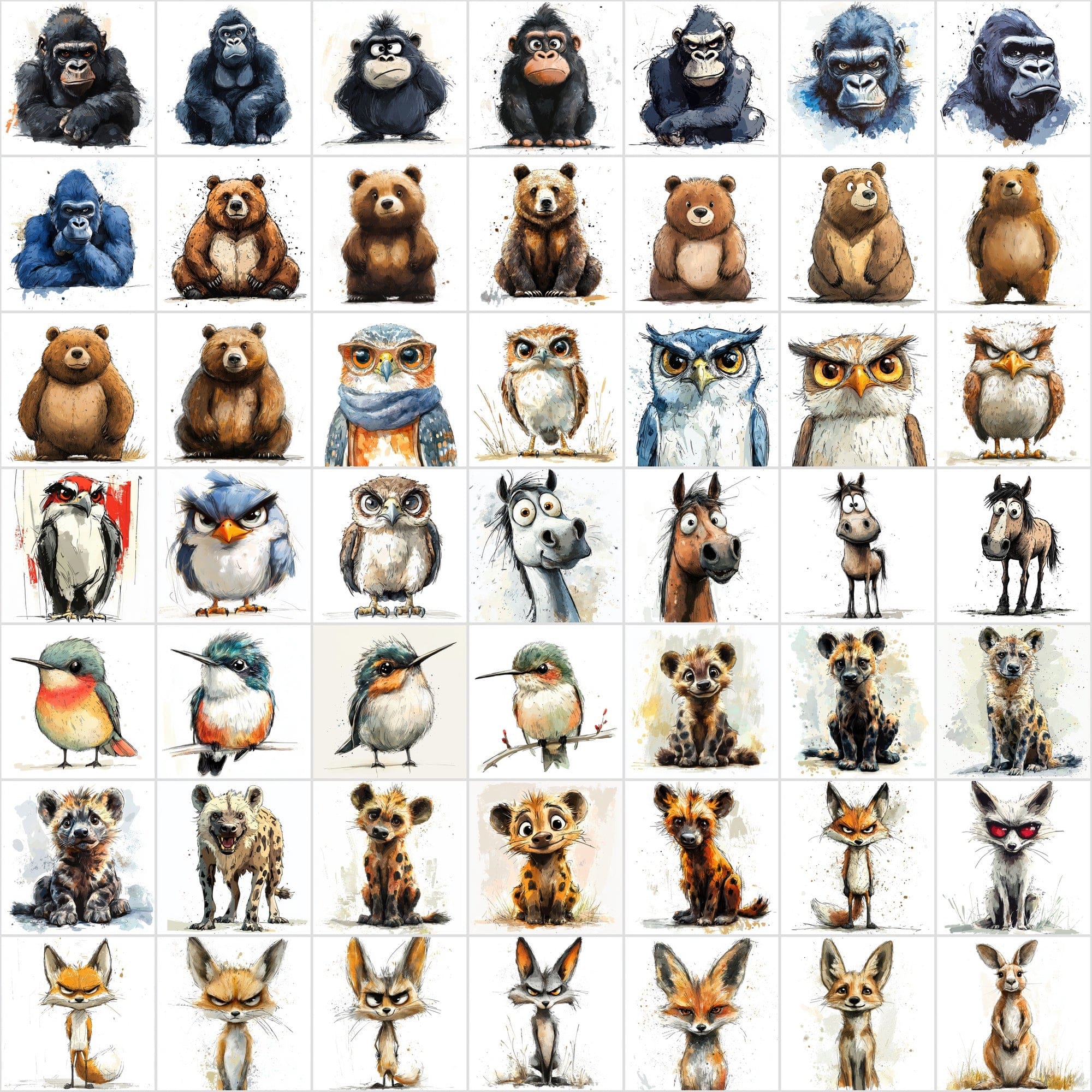 600 Animal Clipart Scribble-Style with Commercial License Digital Download Sumobundle