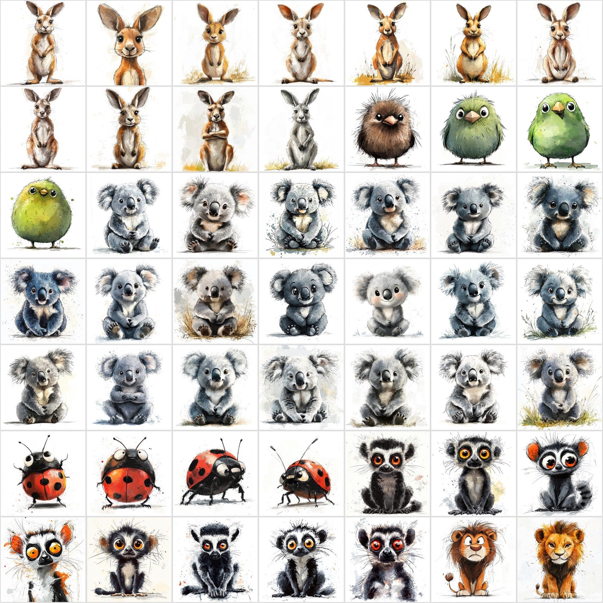 600 Animal Clipart Scribble-Style with Commercial License Digital Download Sumobundle