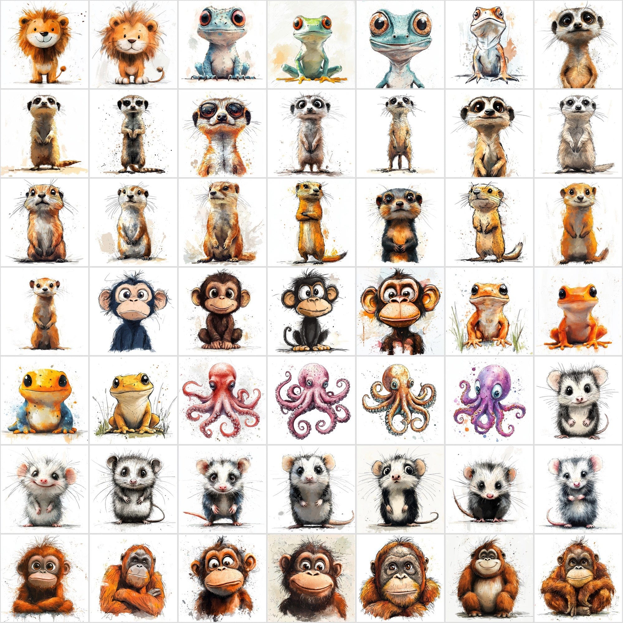 600 Animal Clipart Scribble-Style with Commercial License Digital Download Sumobundle